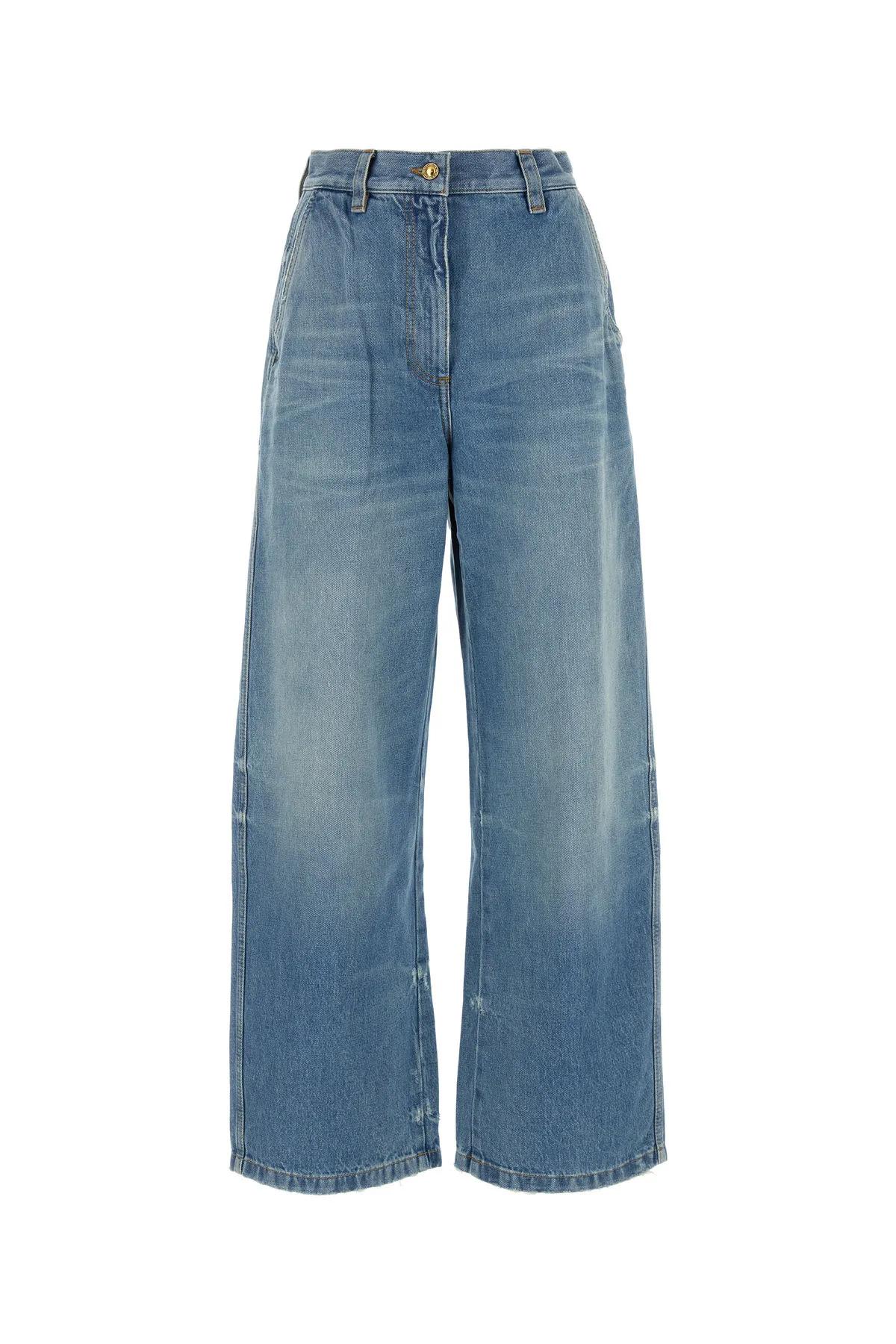 Shop Palm Angels Denim Wide-leg Jeans In Blue