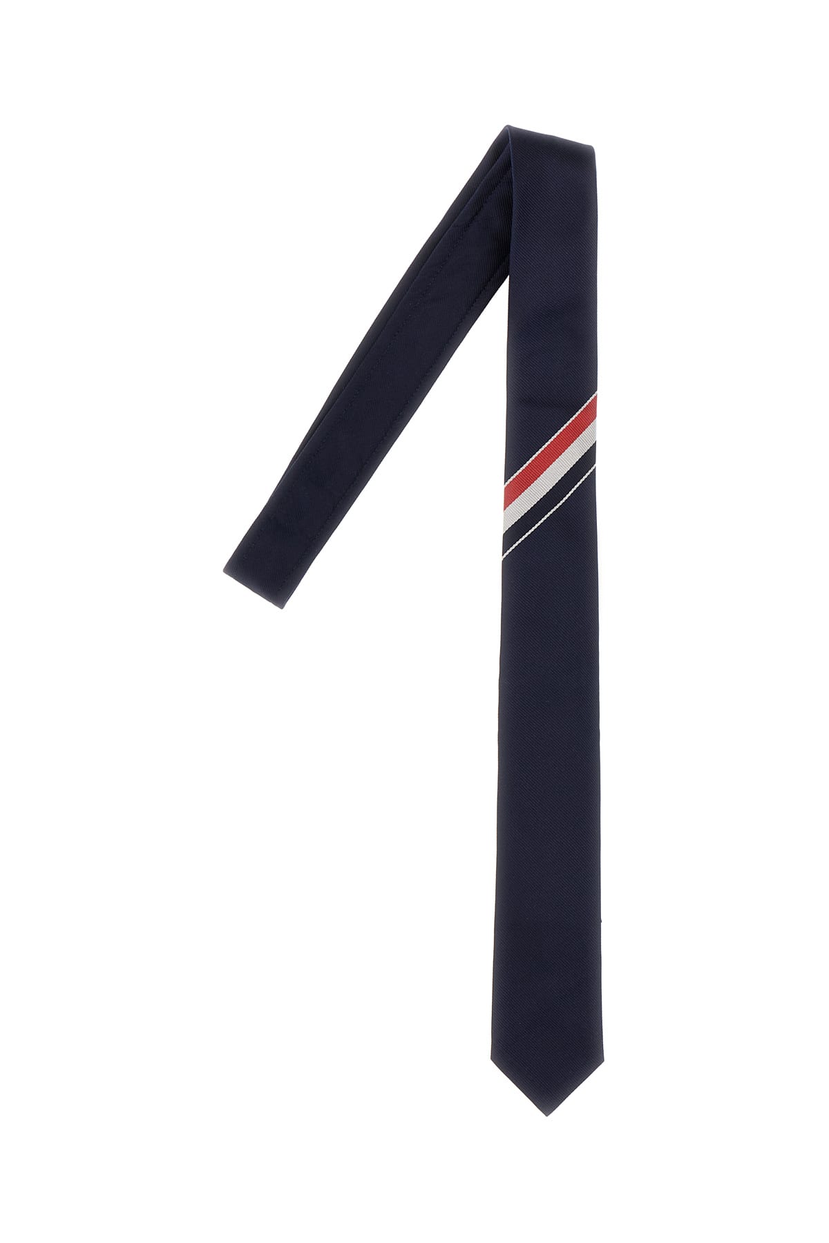 Shop Thom Browne Navy Blue Silk Tie In 415