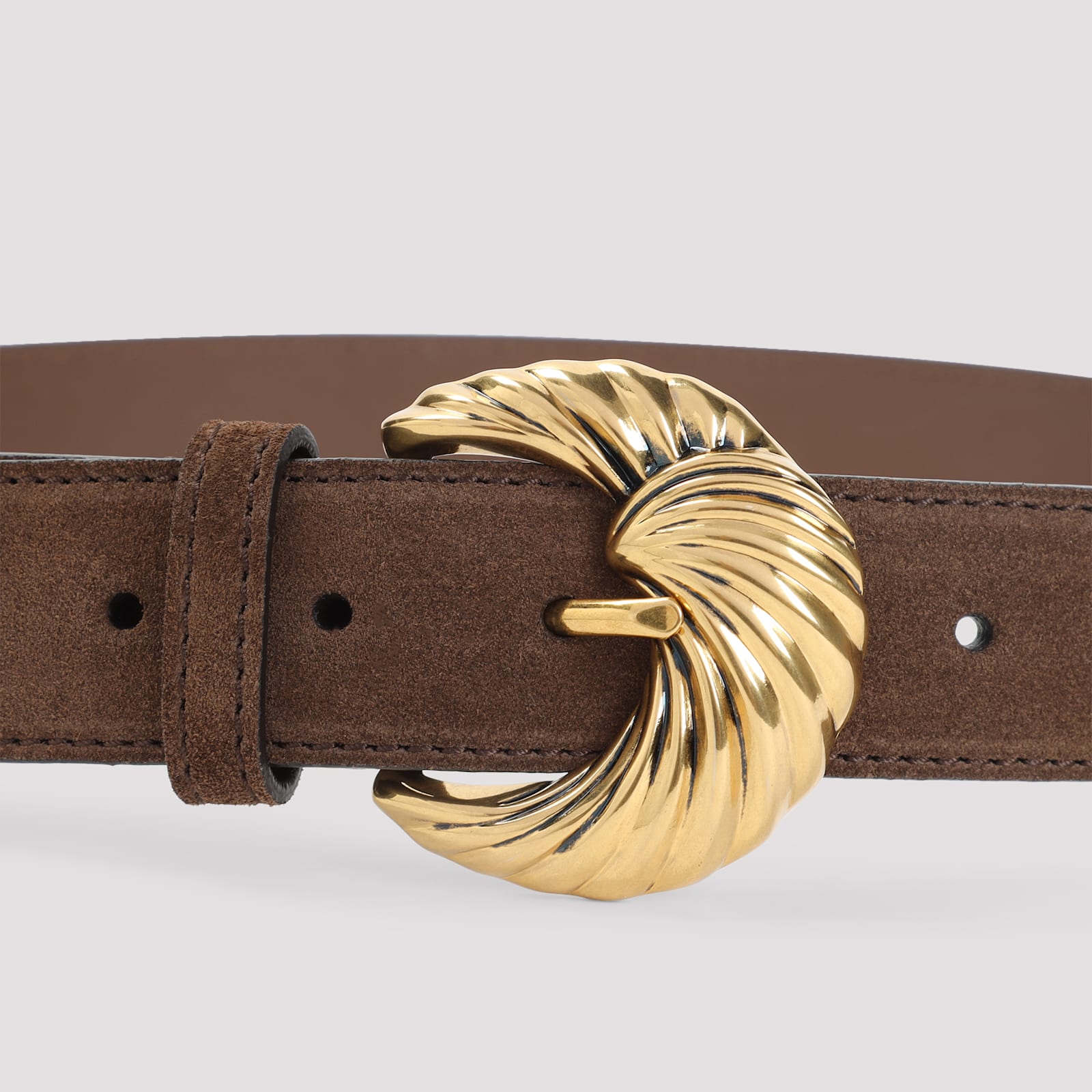 Etro Adjustable Suede Belt Loop Tonal Stitching In Brown