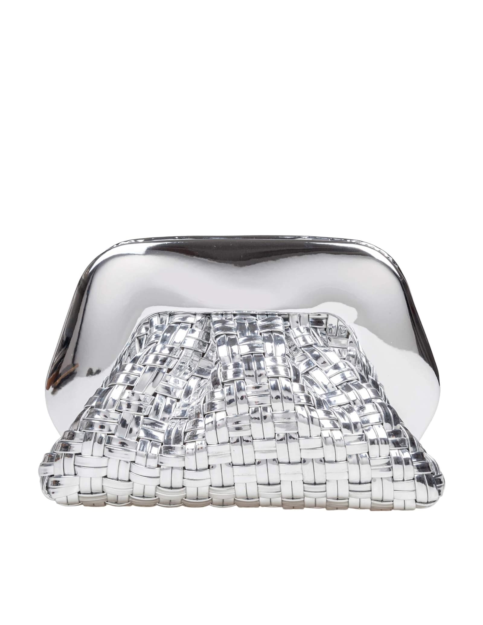 THEMOIRè Vegan Fabric Clutch Bag Mirror Effect Color Silver