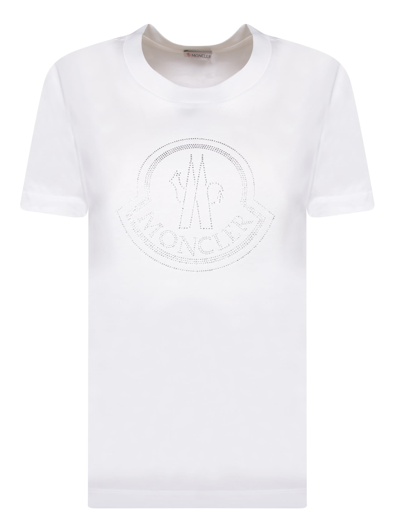 Shop Moncler Logo Cotton White T-shirt