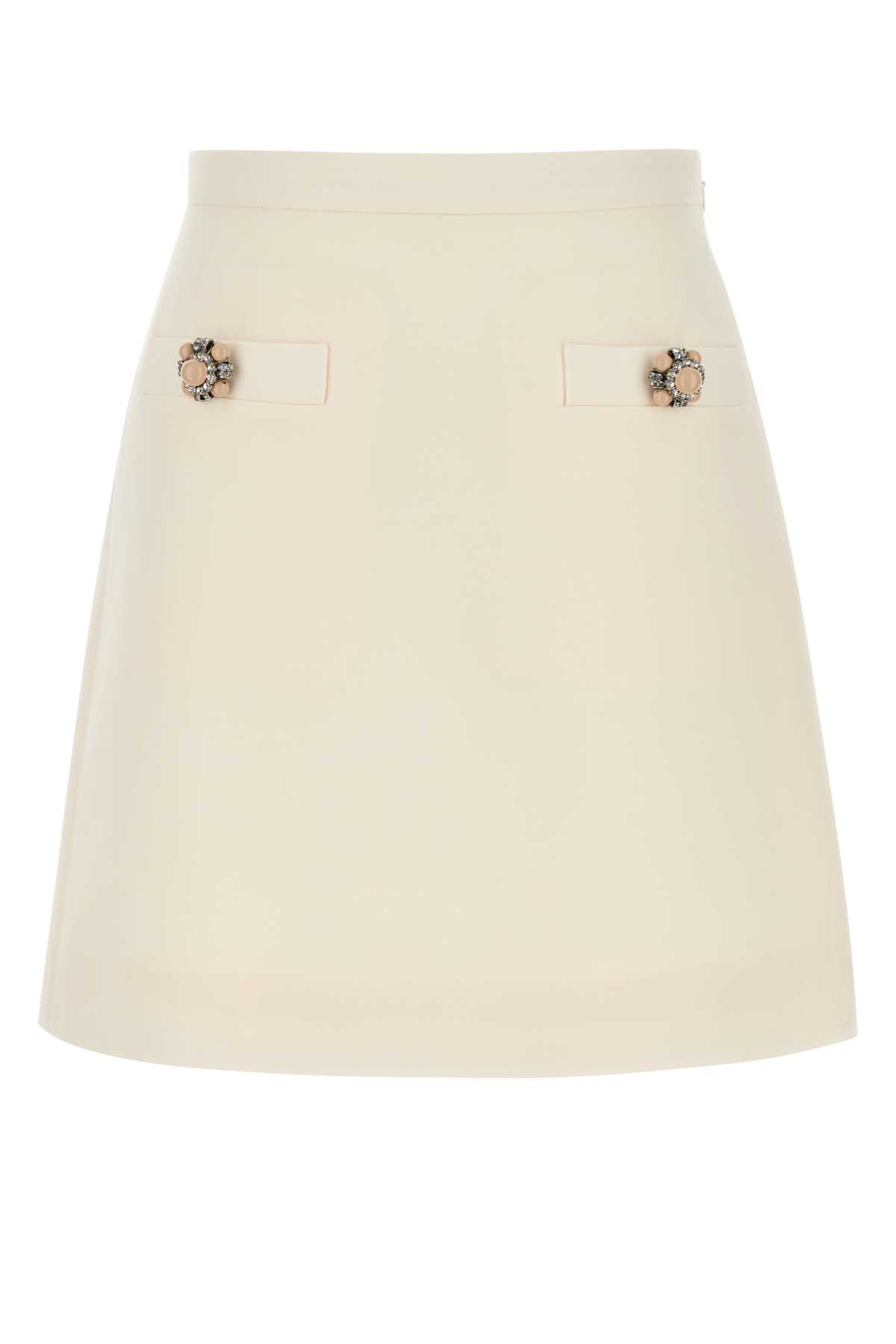 White Wool Blend Mini Skirt