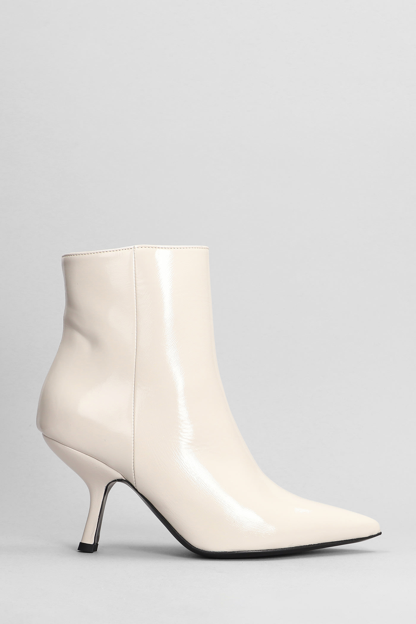 High Heels Ankle Boots In Beige Patent Leather