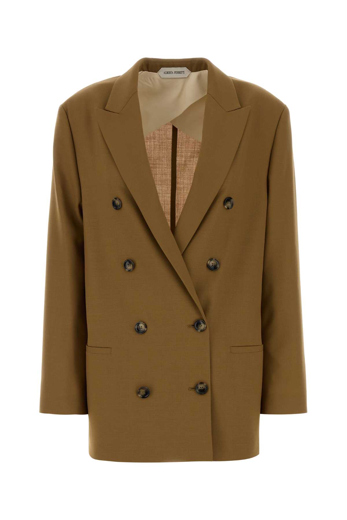 Alberta Ferretti Longline Polyester Blazer Featuring Button Accents In Brown