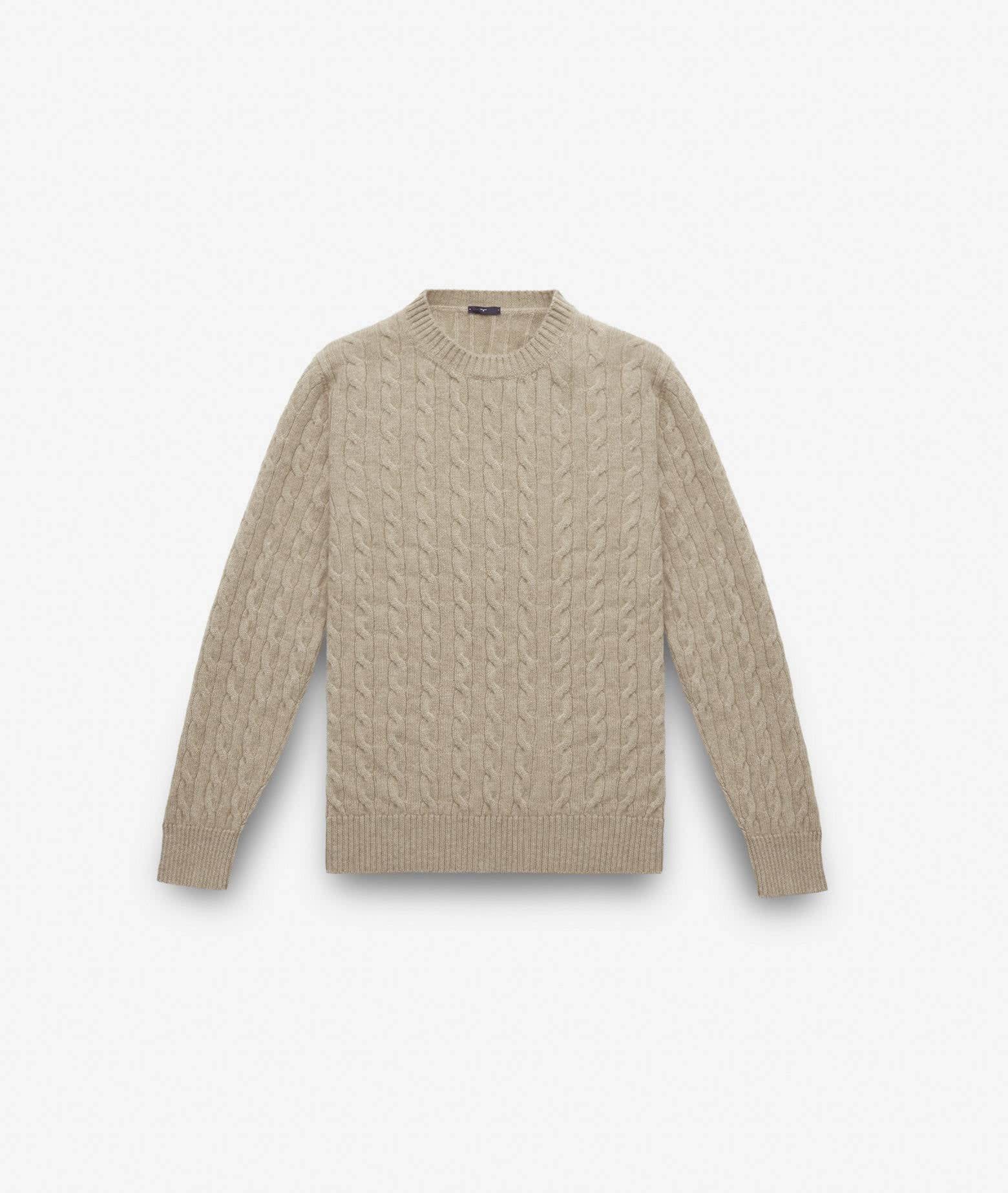 Shop Larusmiani Cable Knit Sweater Col Du Pillon Sweater In Beige