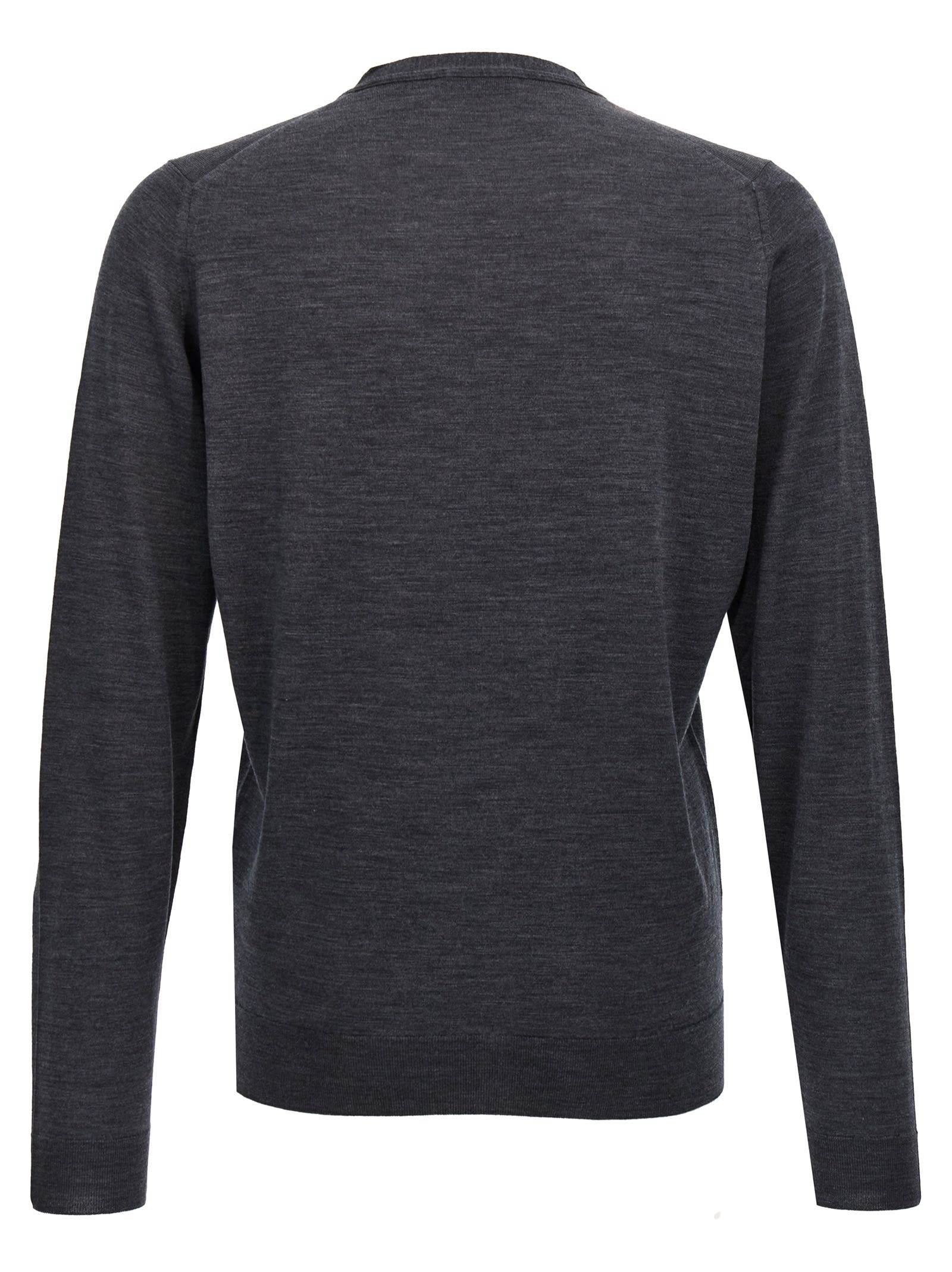 John Smedley Classic V-neck Cardigan With Ribbed Cuffs And Hem In Gray