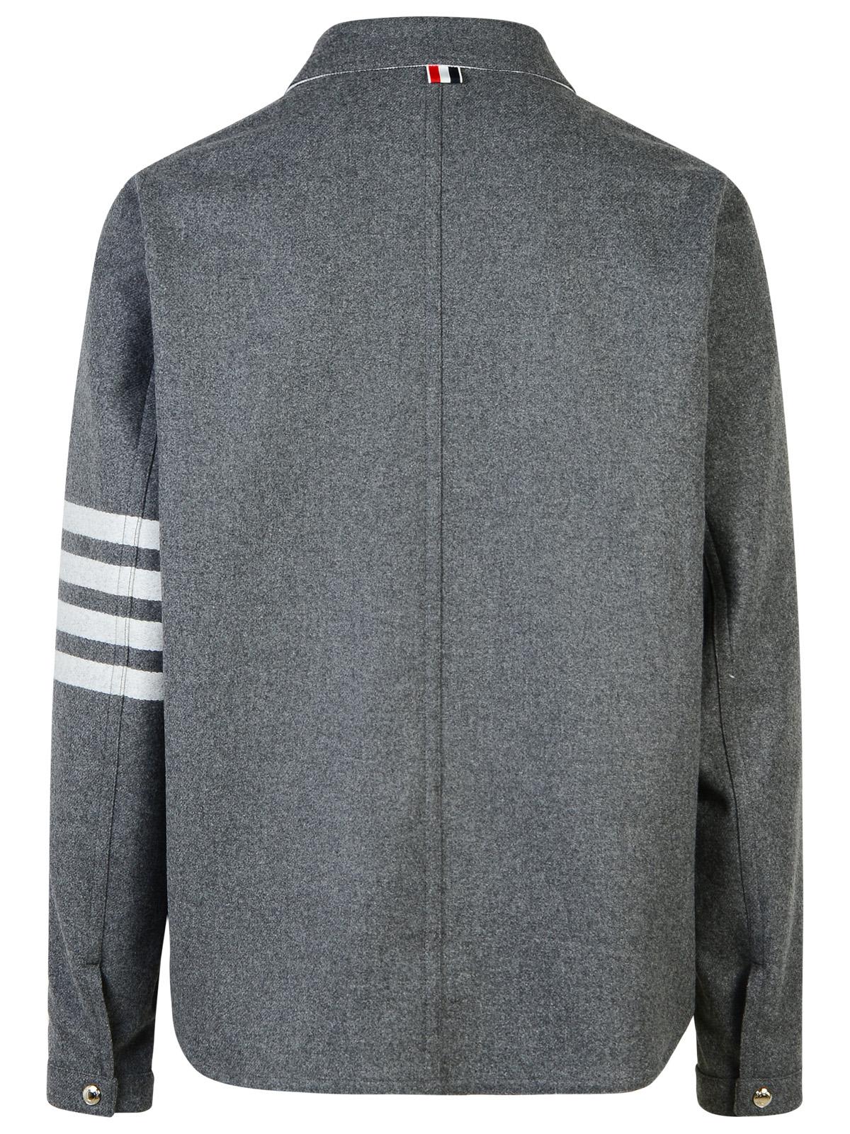 Shop Thom Browne 4 Bar Grey Wool Blend Jacket