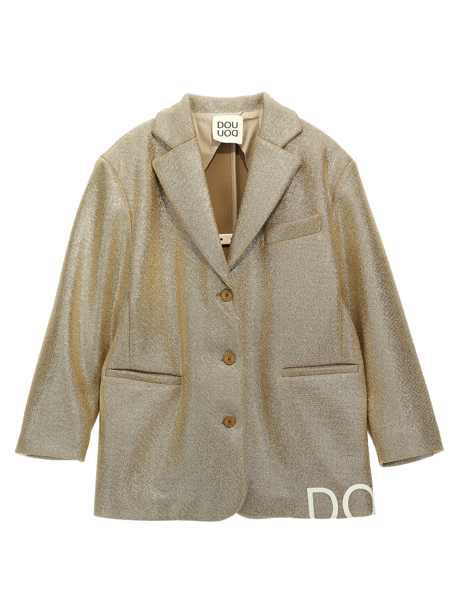 Douuod Kids' Laminated Single-breasted Blazer In Gold