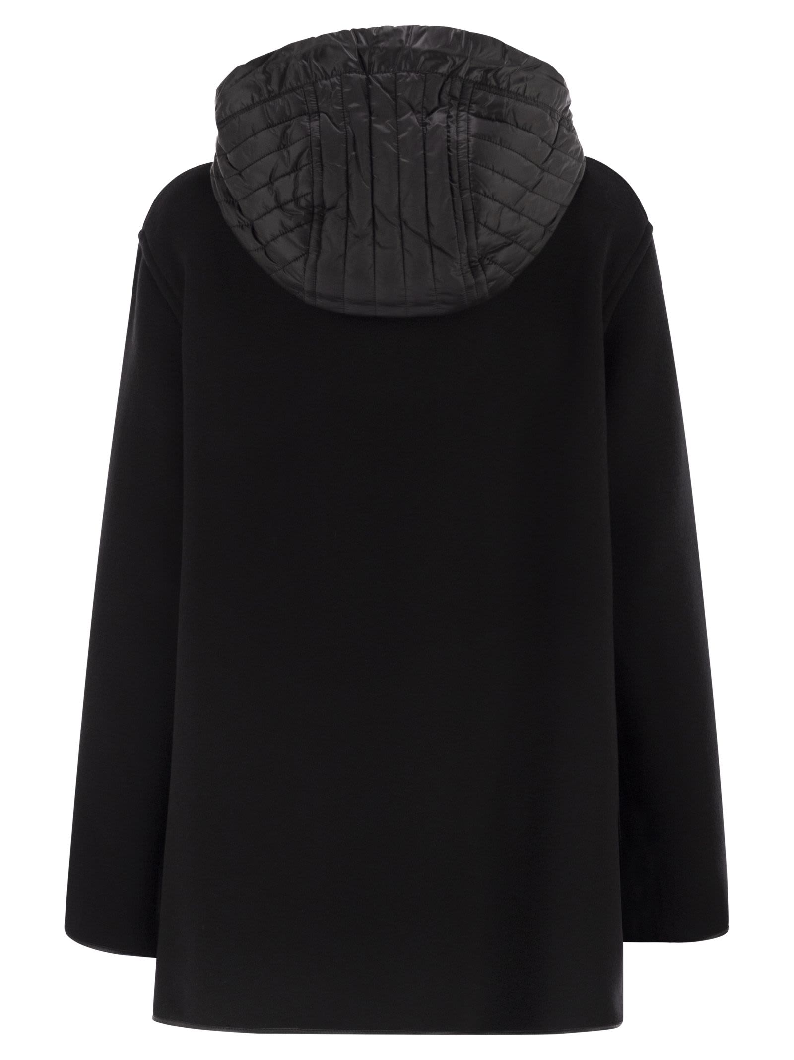Fay Women Two-material Wool And Cashmere Caban Coat In Black