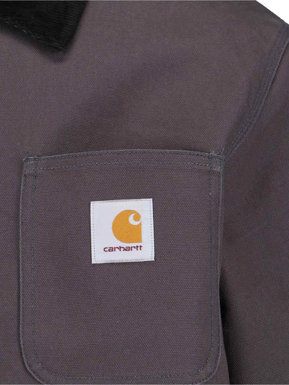 Carhartt Collared Neck Jacket With Long Sleeves And Pockets In Gray