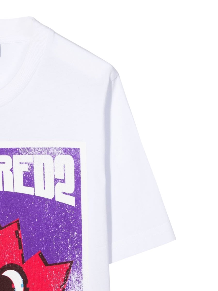 Dsquared2 Front Logo And Leaf Print T-shirt In White