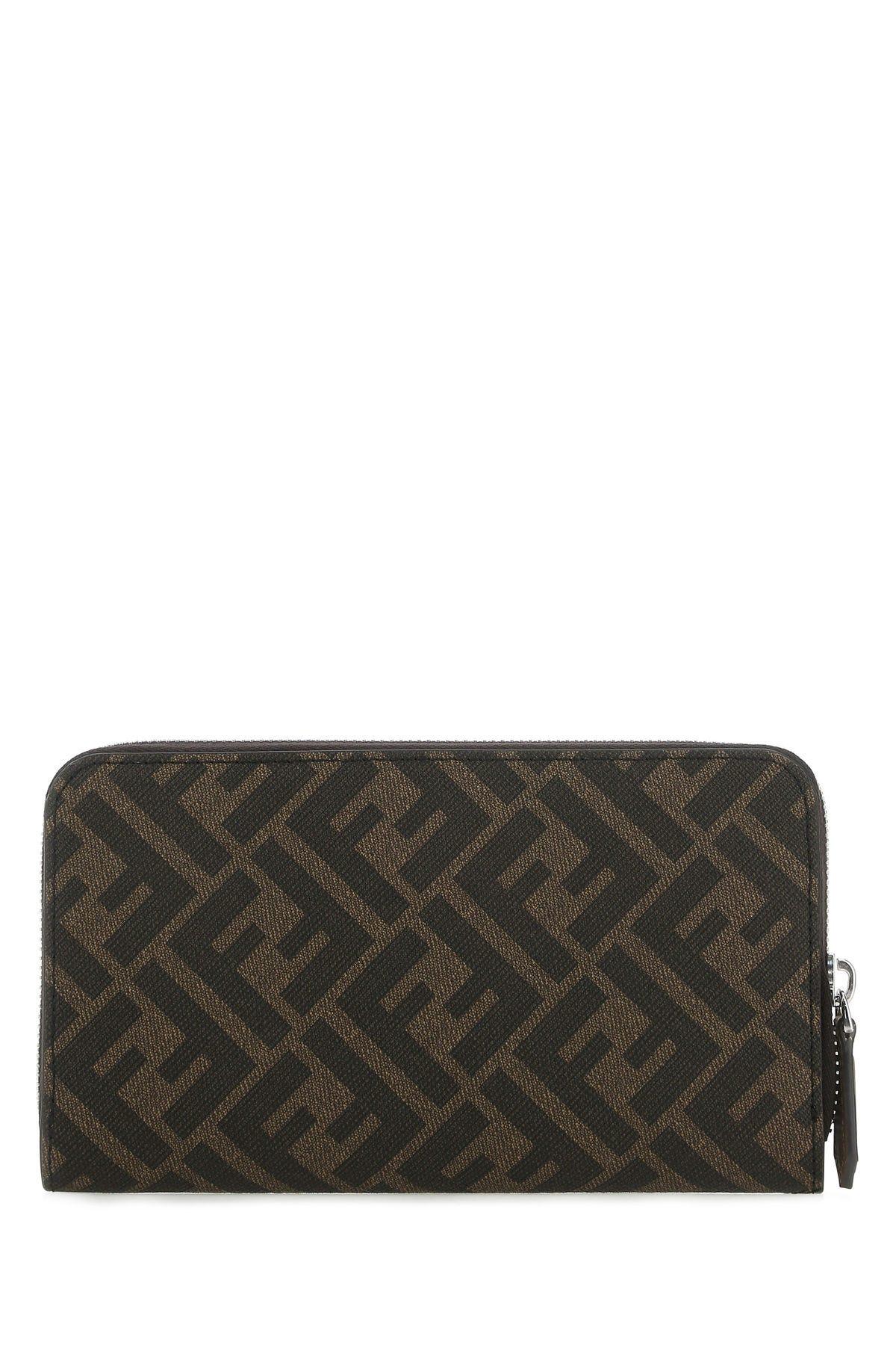 Shop Fendi Printed Fabric Wallet In Tab.mr+sand+nero+p