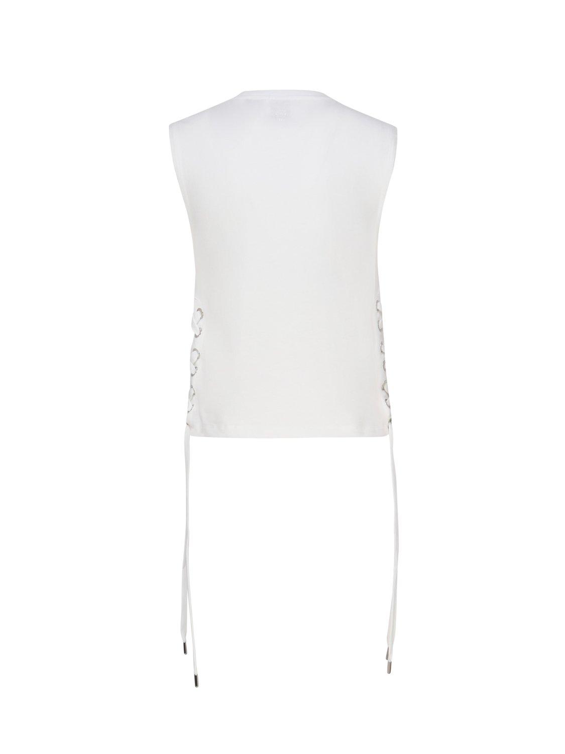 Shop Pinko Lace-up Sleeveless Tank Top In White