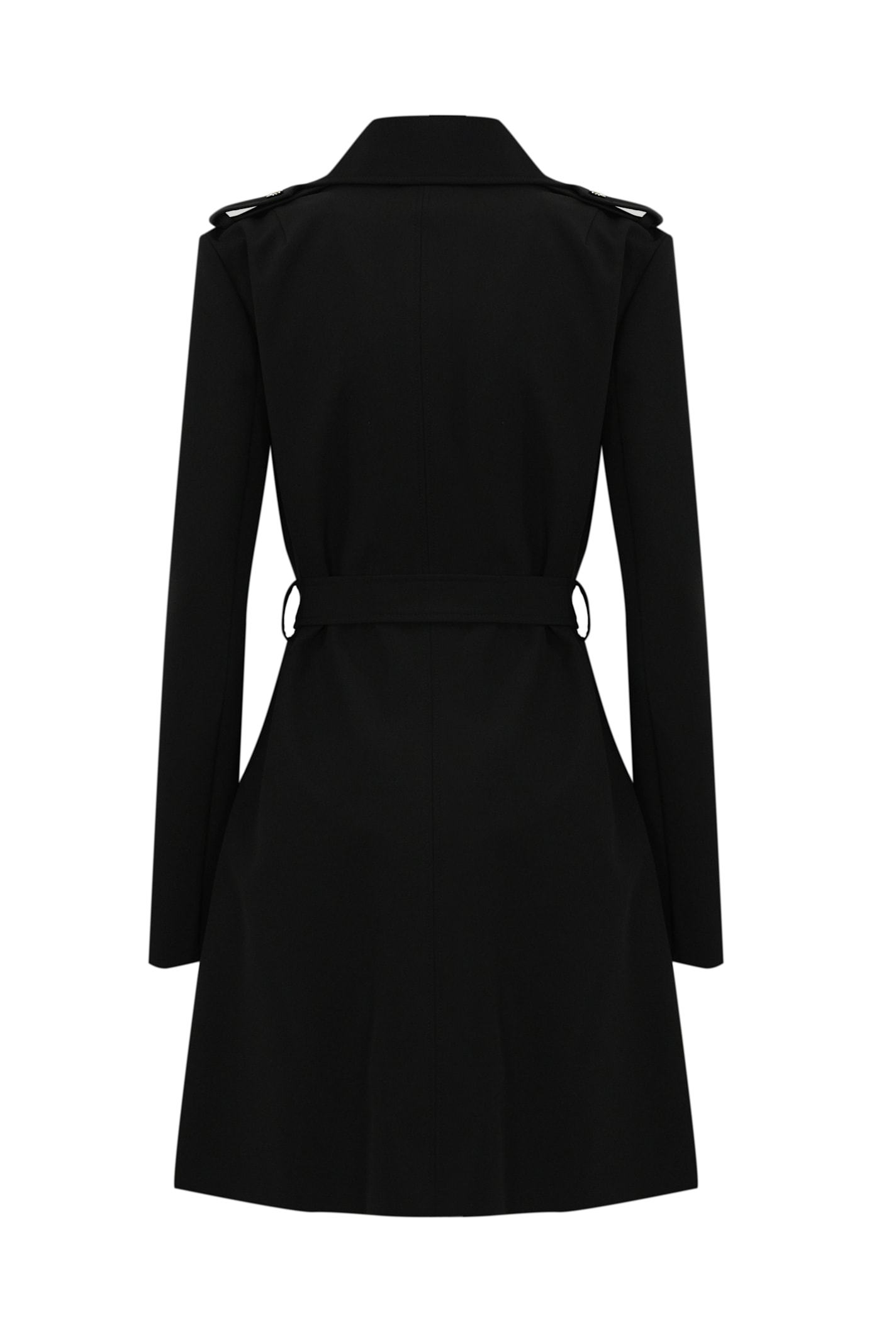 Shop Patrizia Pepe Trench Coat In Mixed Cotton Technical Fabric In Nero