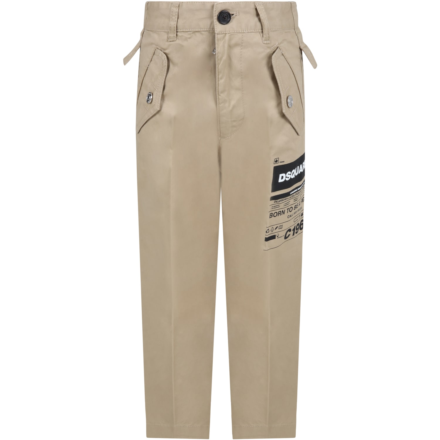 Dsquared2 Beige Trouser For Boy With Logo