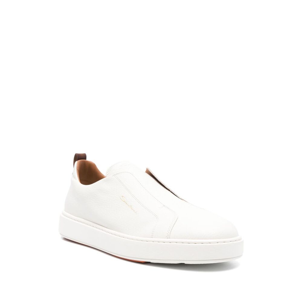 Santoni Slip-on Sneakers With Calf Leather And Durable Rubber Sole