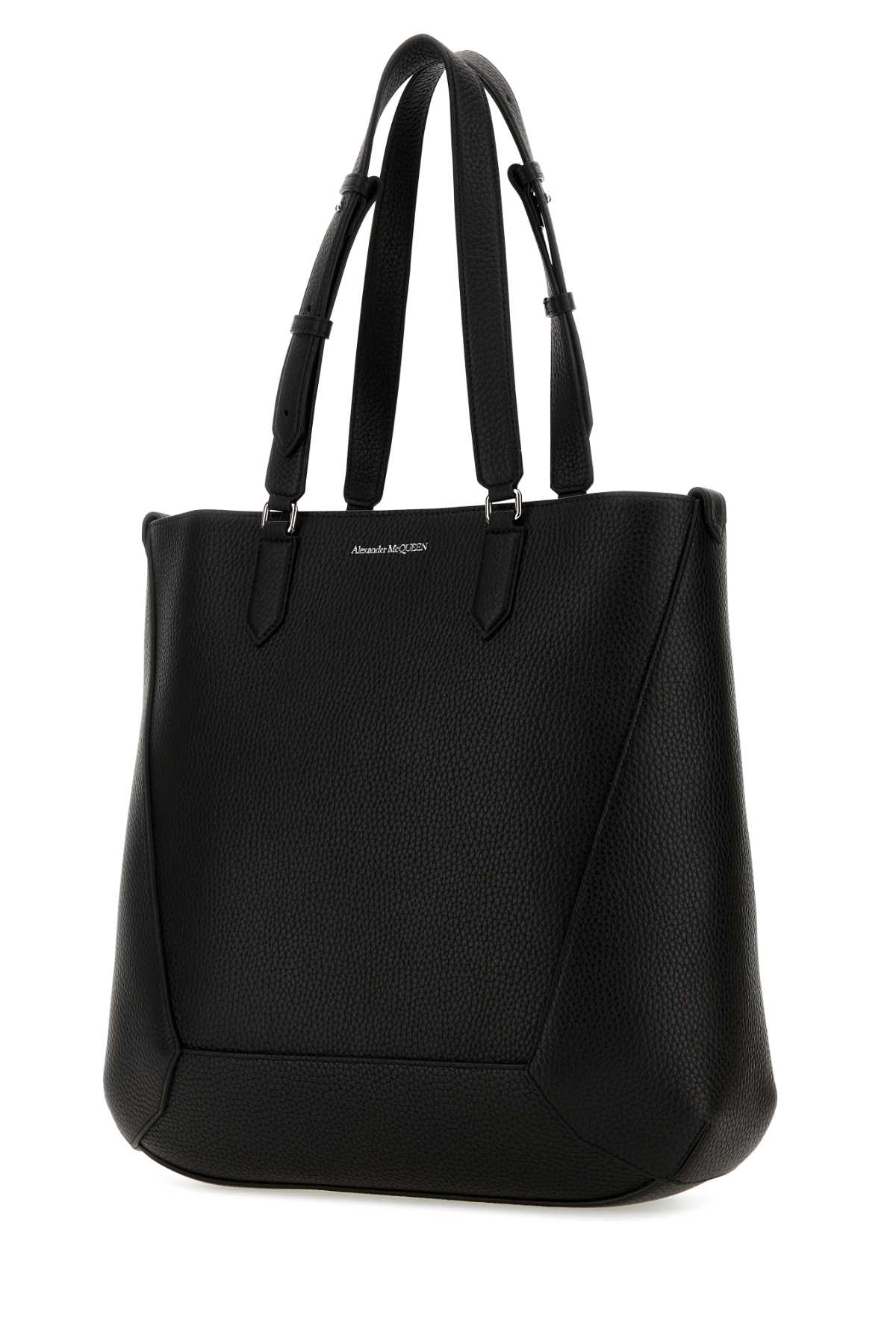 Shop Alexander Mcqueen Black Leather Medium Edge Shopping Bag