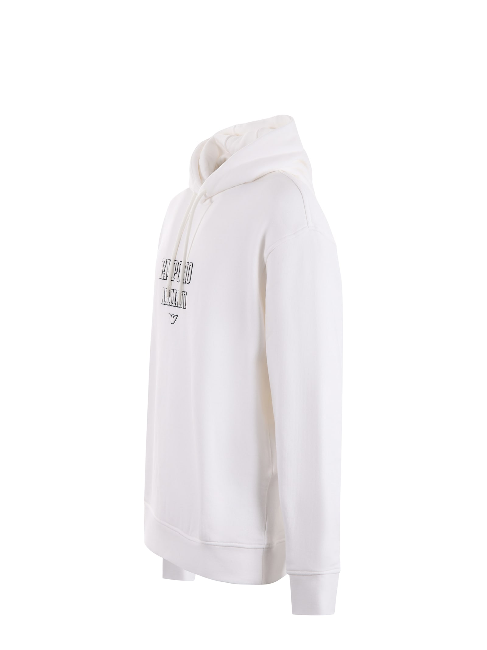 Shop Emporio Armani Cotton Sweatshirt In Bianco Latte