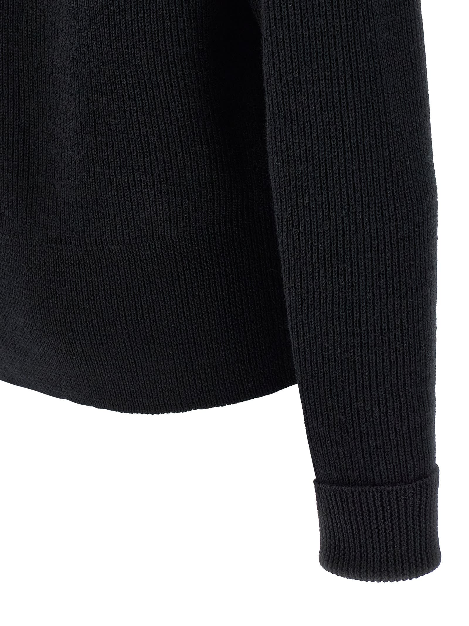 Lemaire Ribbed Wool Sweater In Black