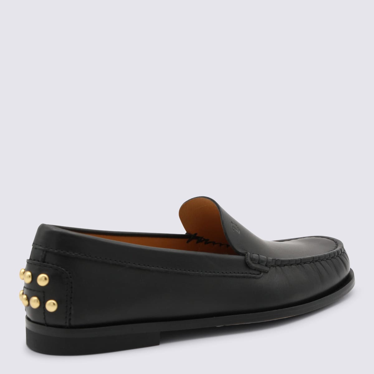 Tod's Black Loafers With Embossed Logo And Stud Details On The Back In Leather Woman