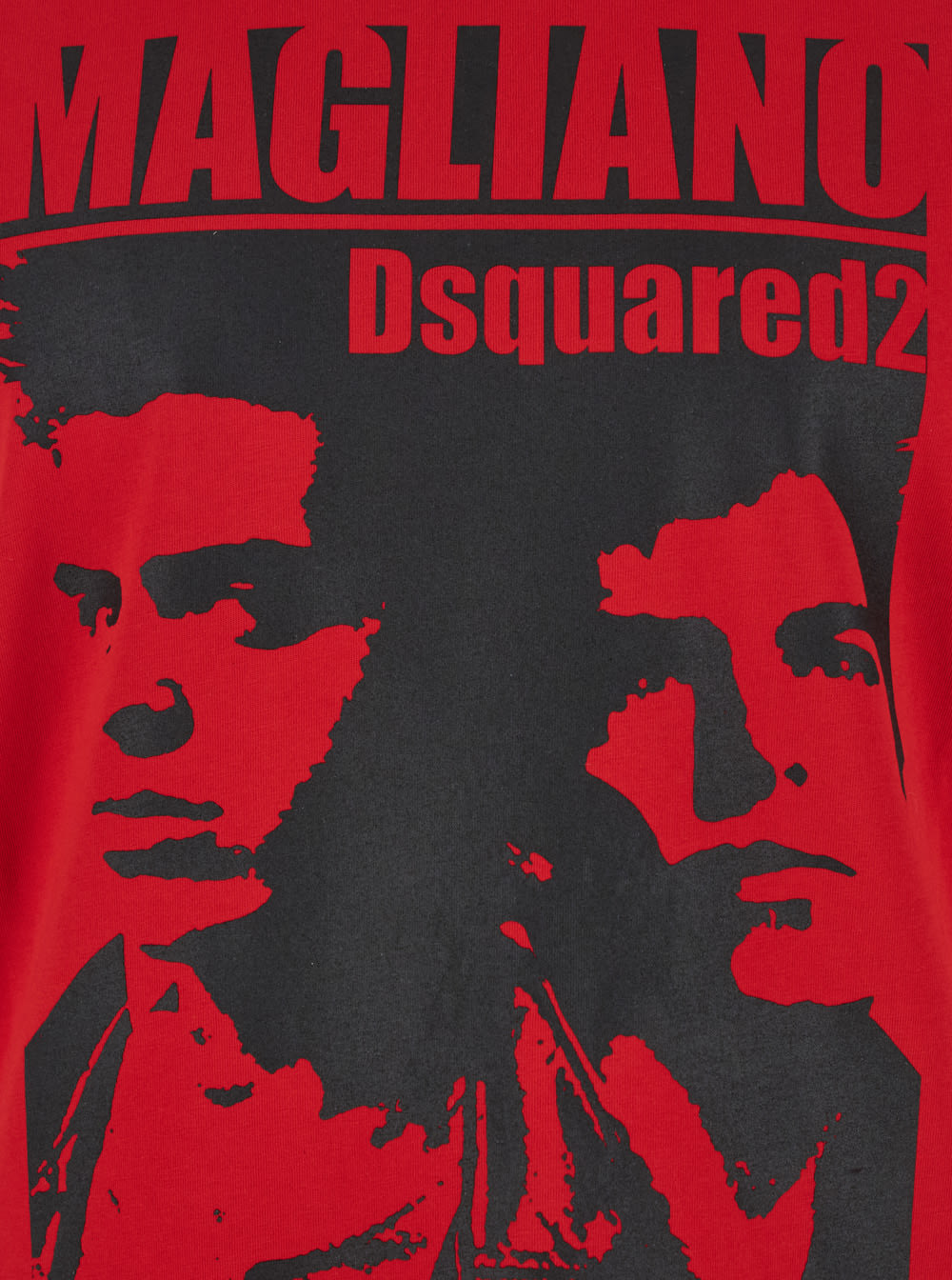 Dsquared2 D2 X Magliano Red Crewneck T-shirt With Maxi Print On The Front In Cotton Man In Red