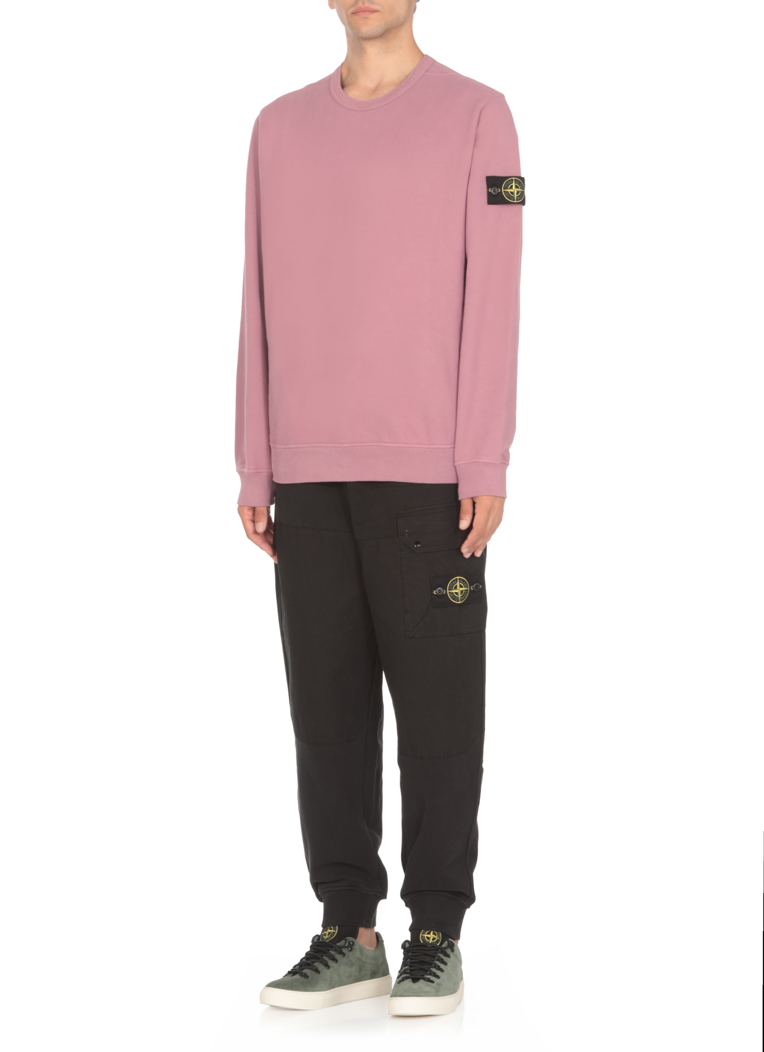 Shop Stone Island Sweatshirt With Logo In Pink