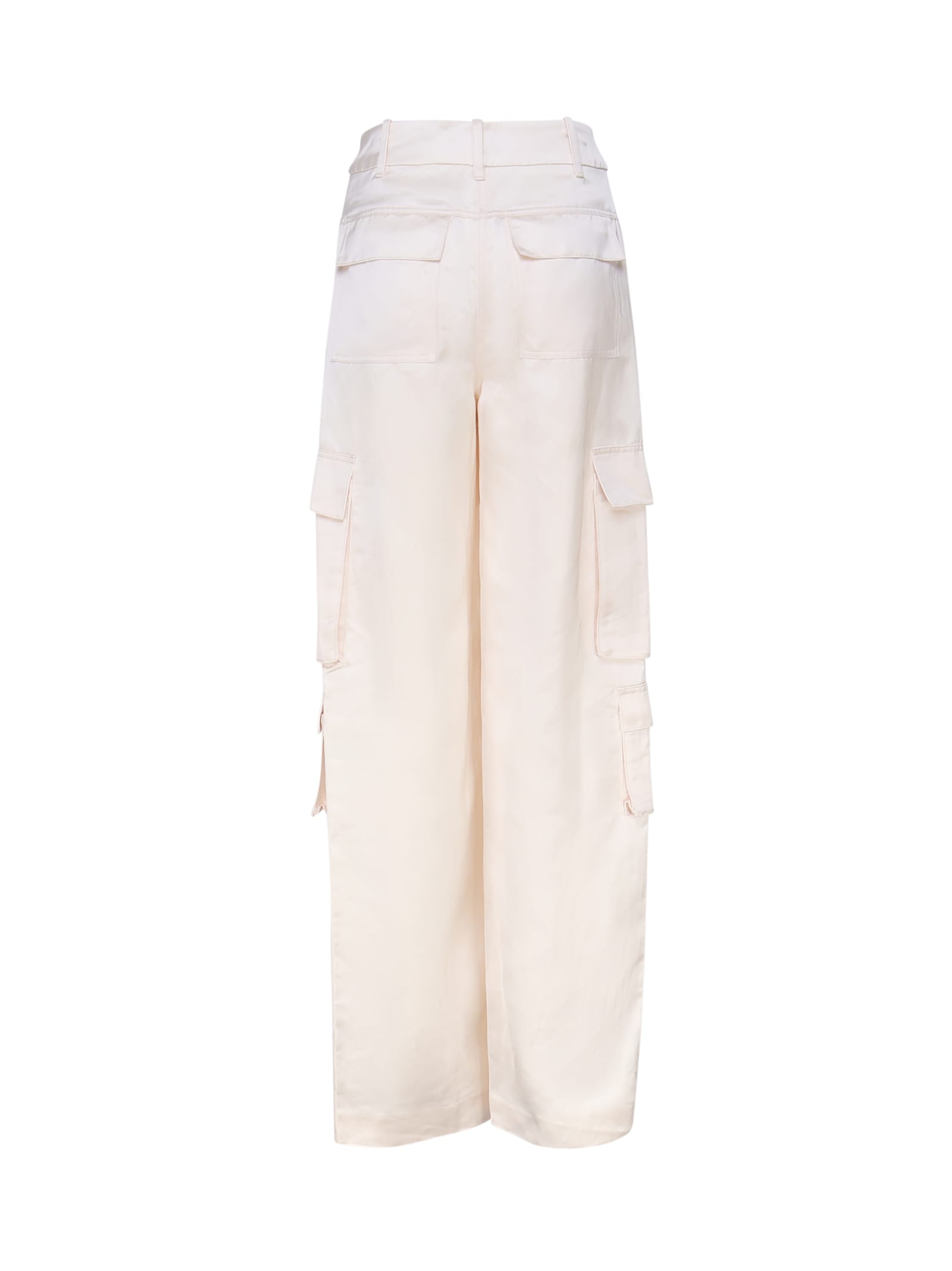 Shop Self-portrait Cargo Satin Trousers In White