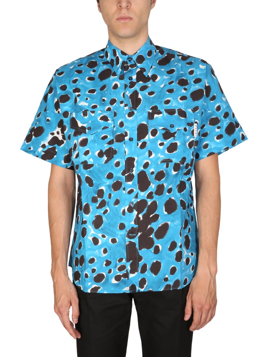 Shop Marni Pop Dots Print Shirt In Baby Blue