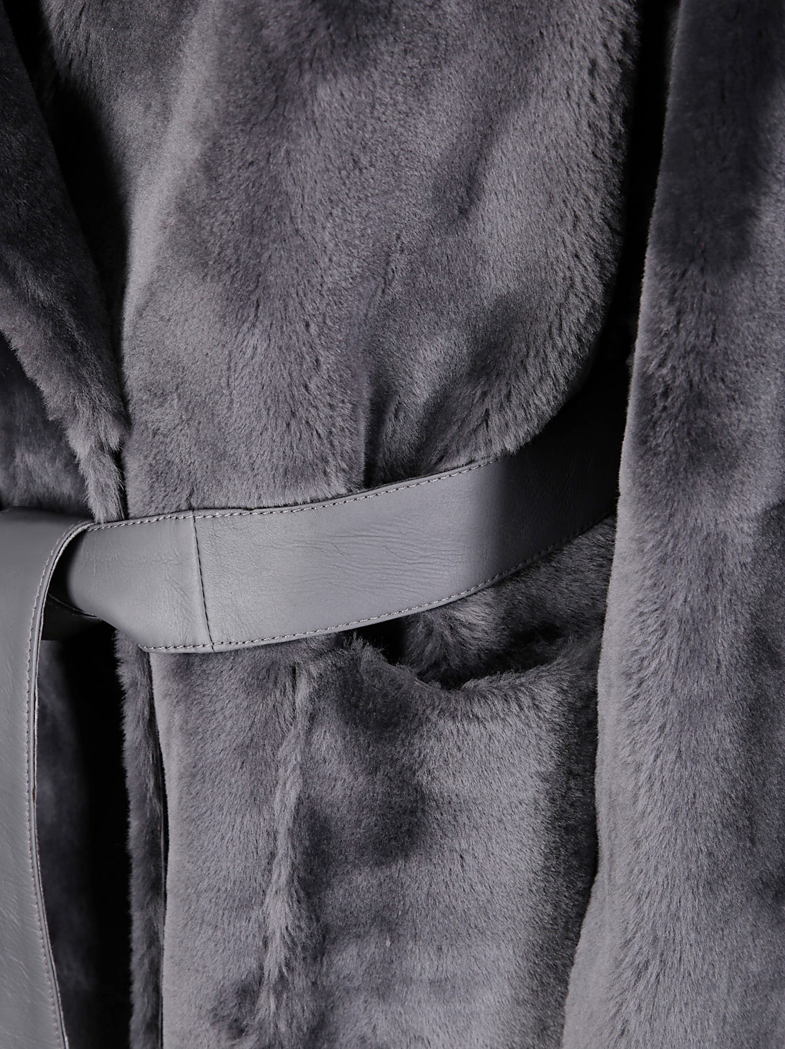 Desa 1972 Reversible Shearling Robe Coat In Brown