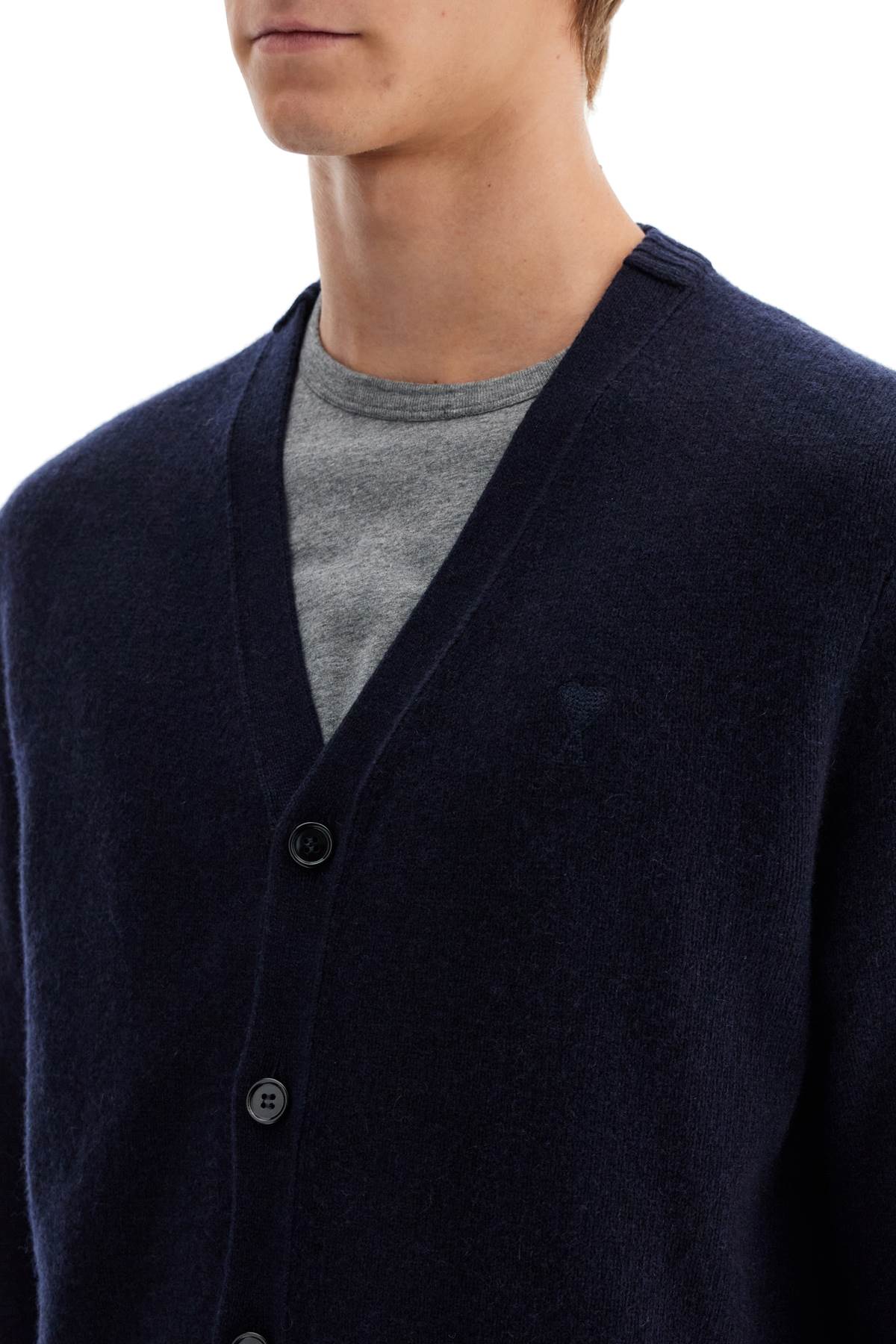 Shop Ami Alexandre Mattiussi Cashmere Cardigan For In Bleu Marine (blue)