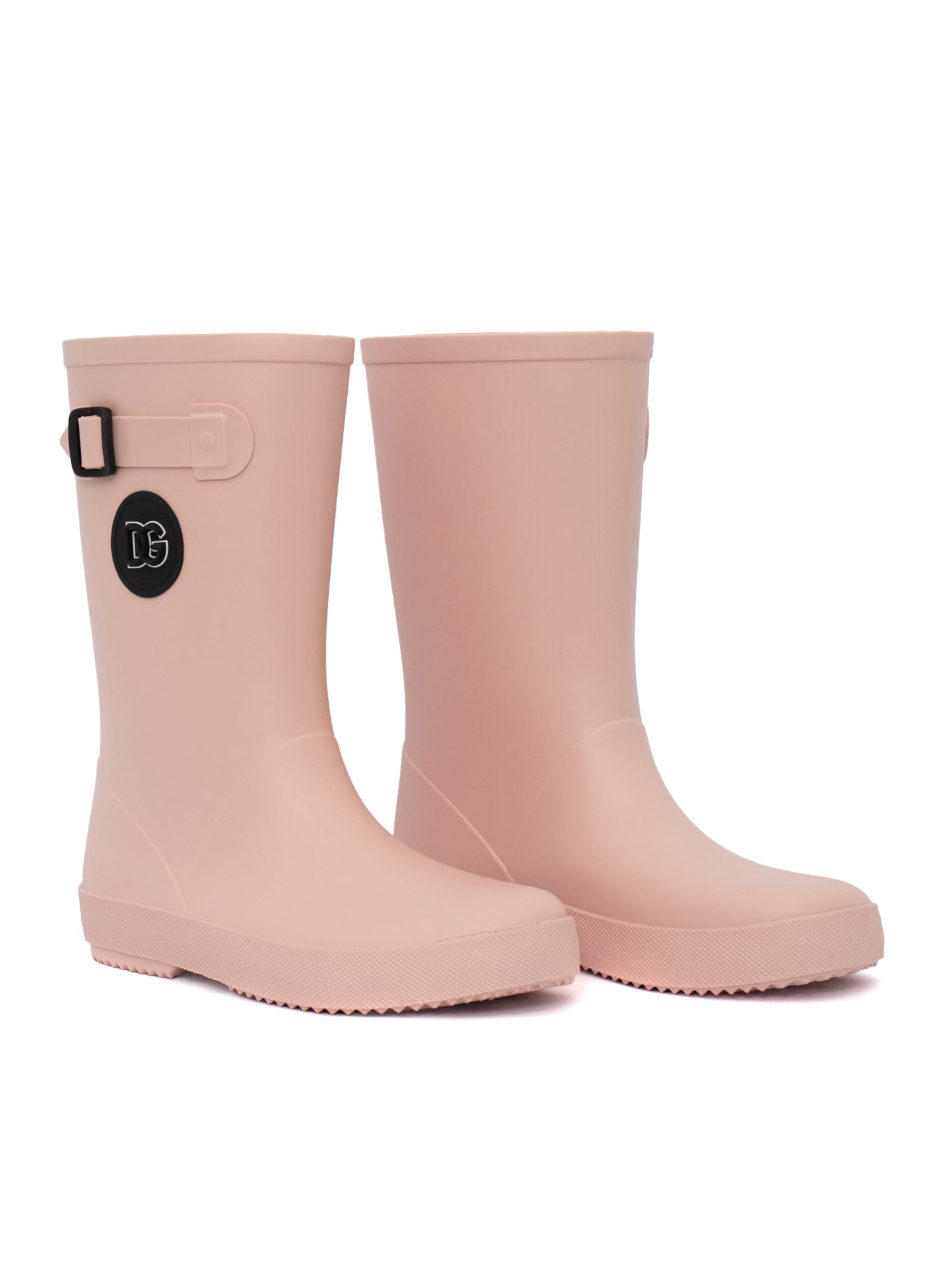 Dolce & Gabbana Buckle-detail Rain Boots In Pink