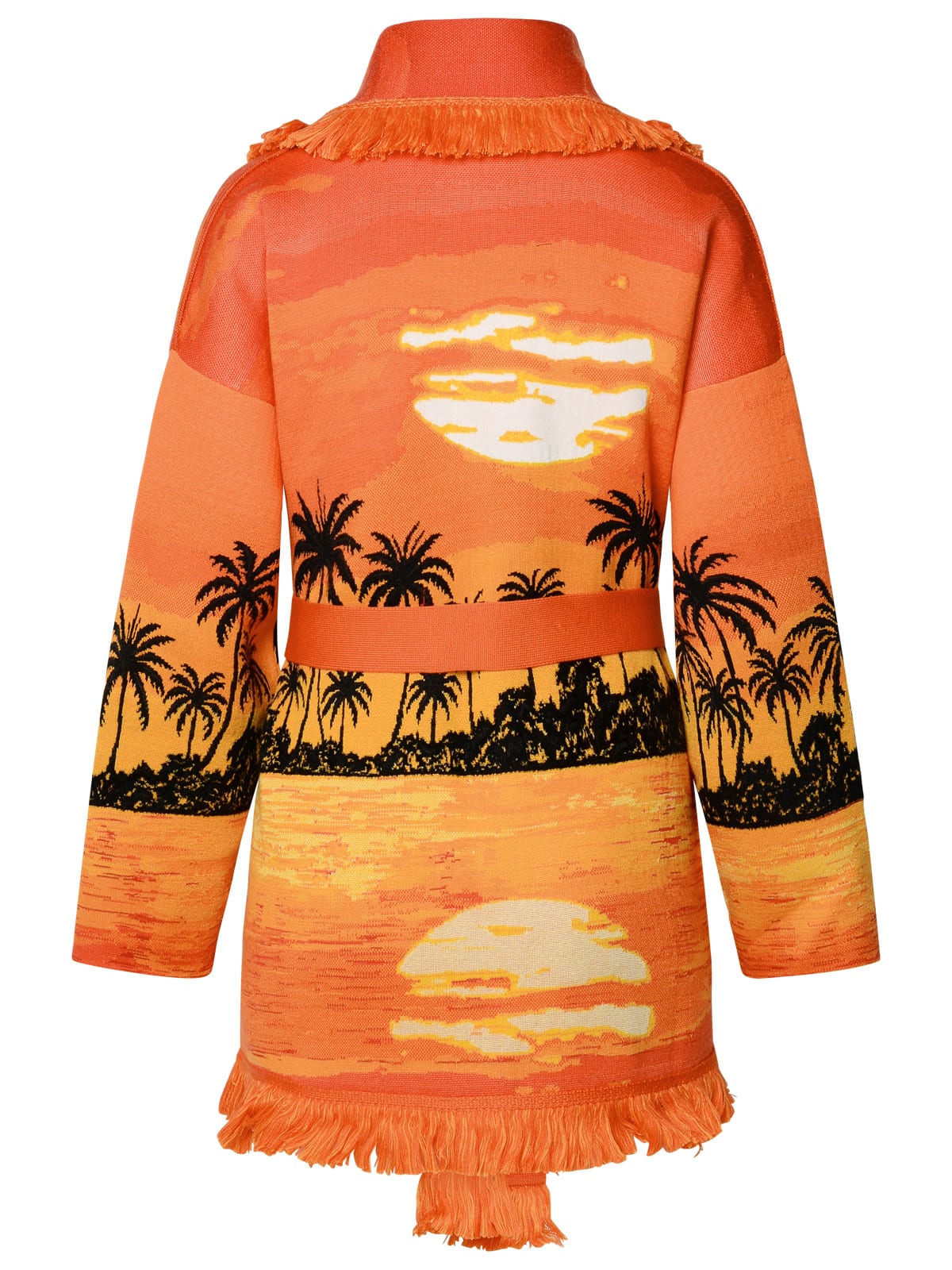 Alanui Jacquard Landscape Cardigan In Orange