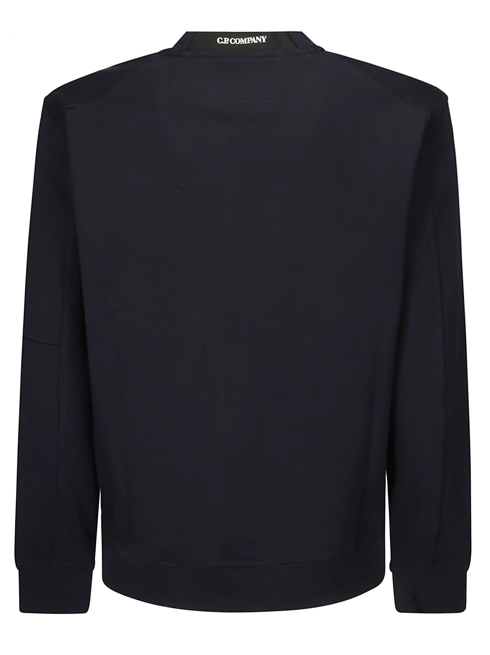 Shop C.p. Company Diagonal Raised Fleece Crew Neck Lens Sweatshirt In Total Eclipse