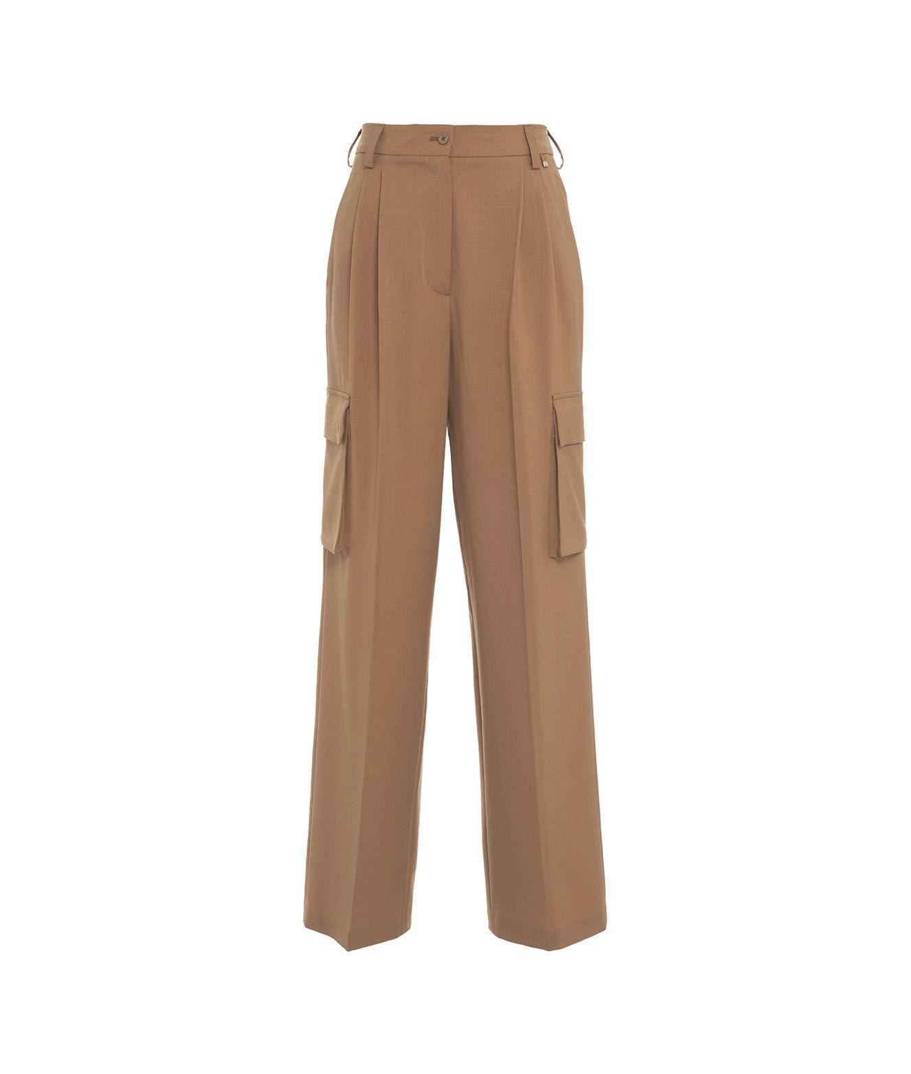 Shop Herno High-waisted Cargo Tailored Trousers In Cammello