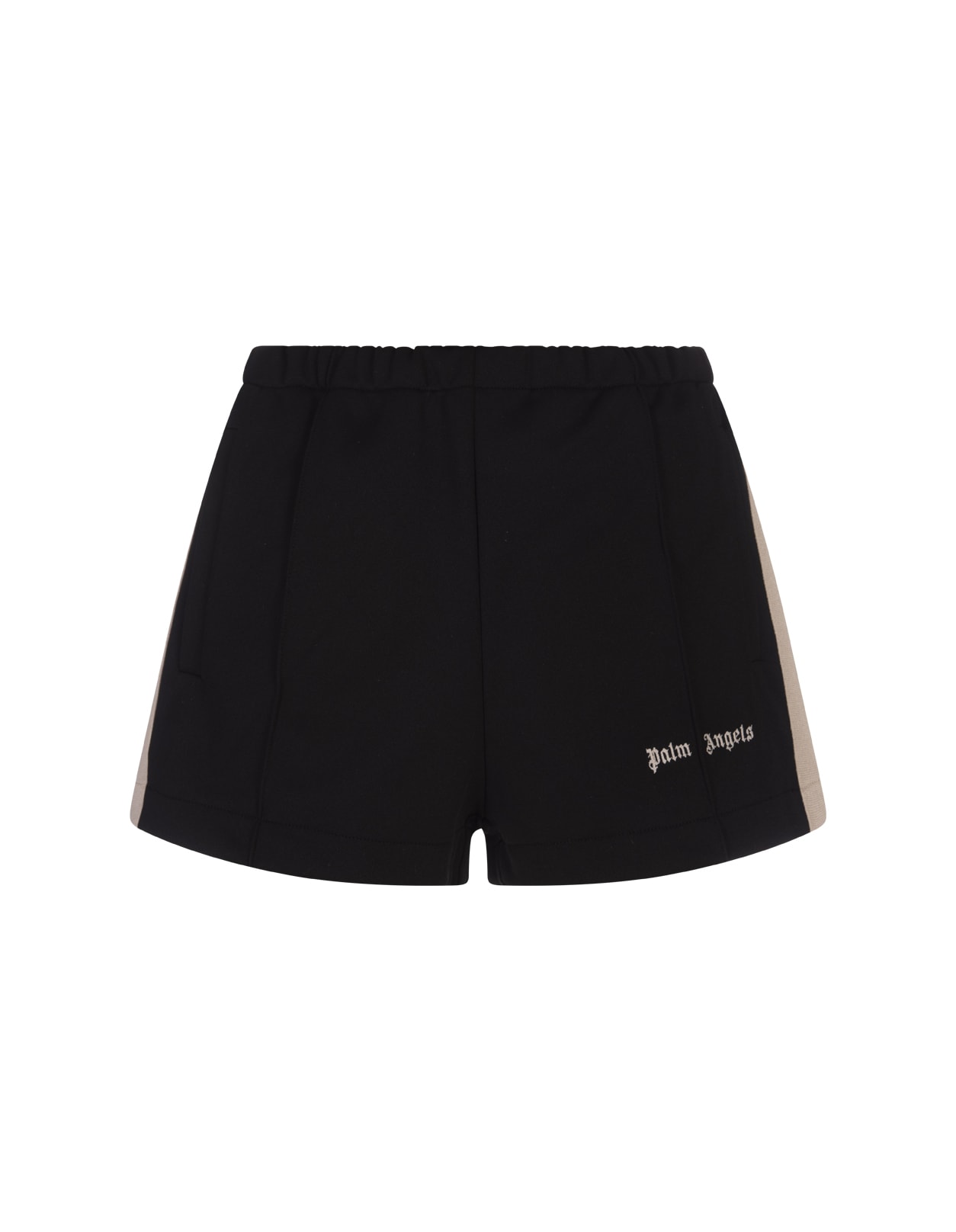 Shop Palm Angels Black Sports Shorts With Logo