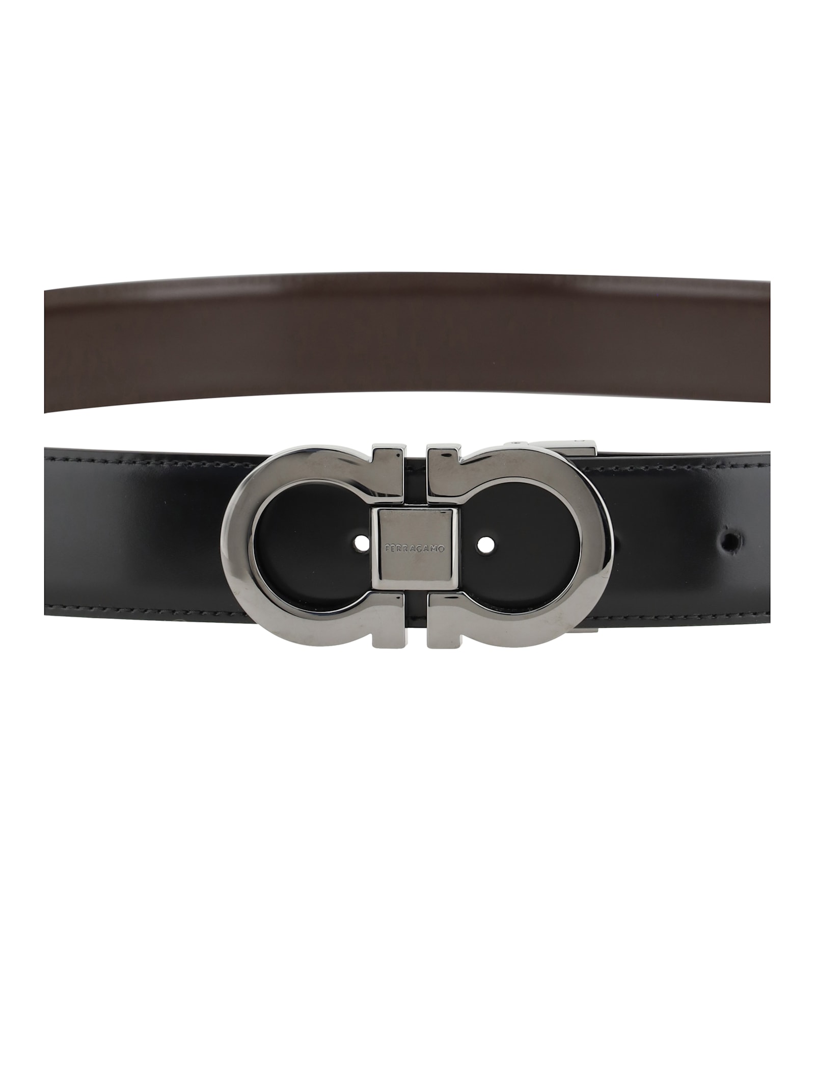 Ferragamo Men Reversible Belt In Black