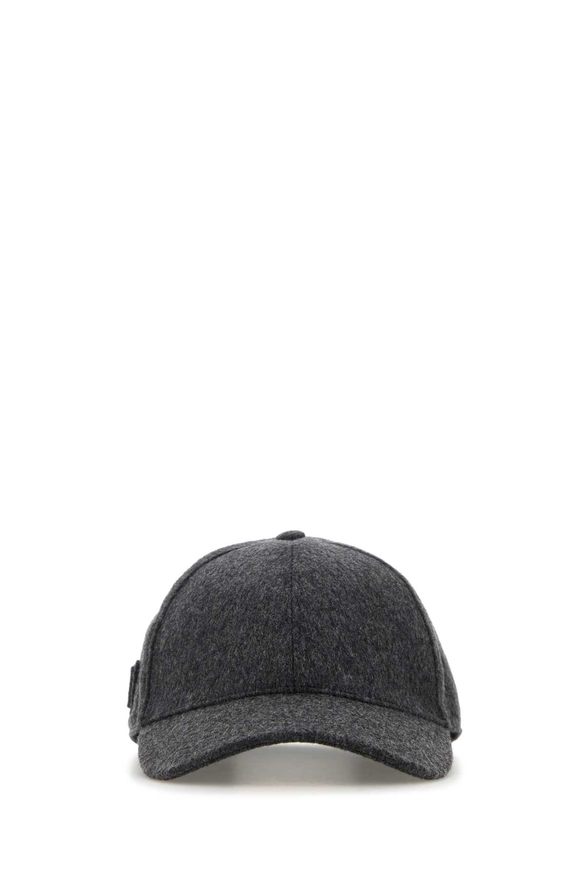 Prada Dark Grey Flannel Baseball Cap In Black