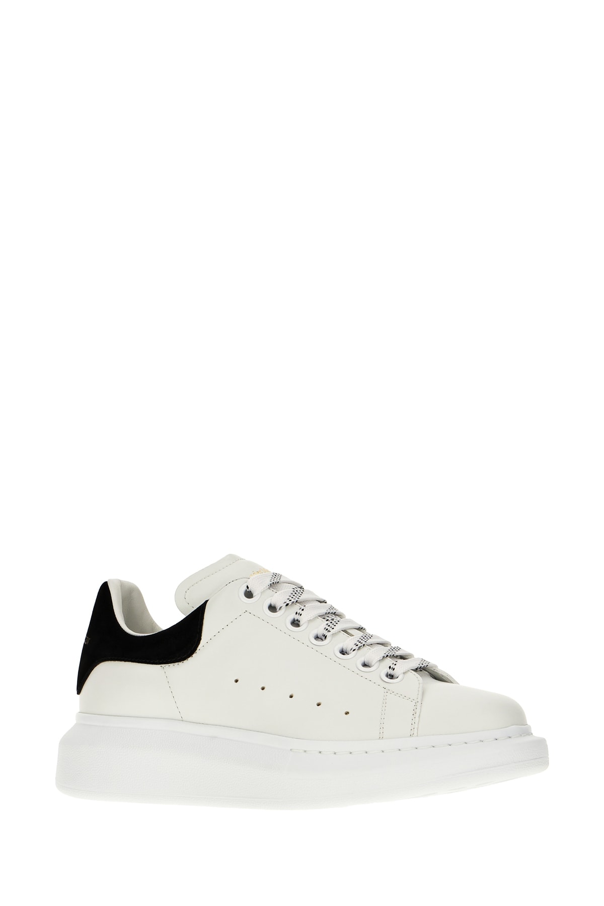 Alexander Mcqueen Oversized Sneakers In Leather With Contrasting Heel Tab In Black