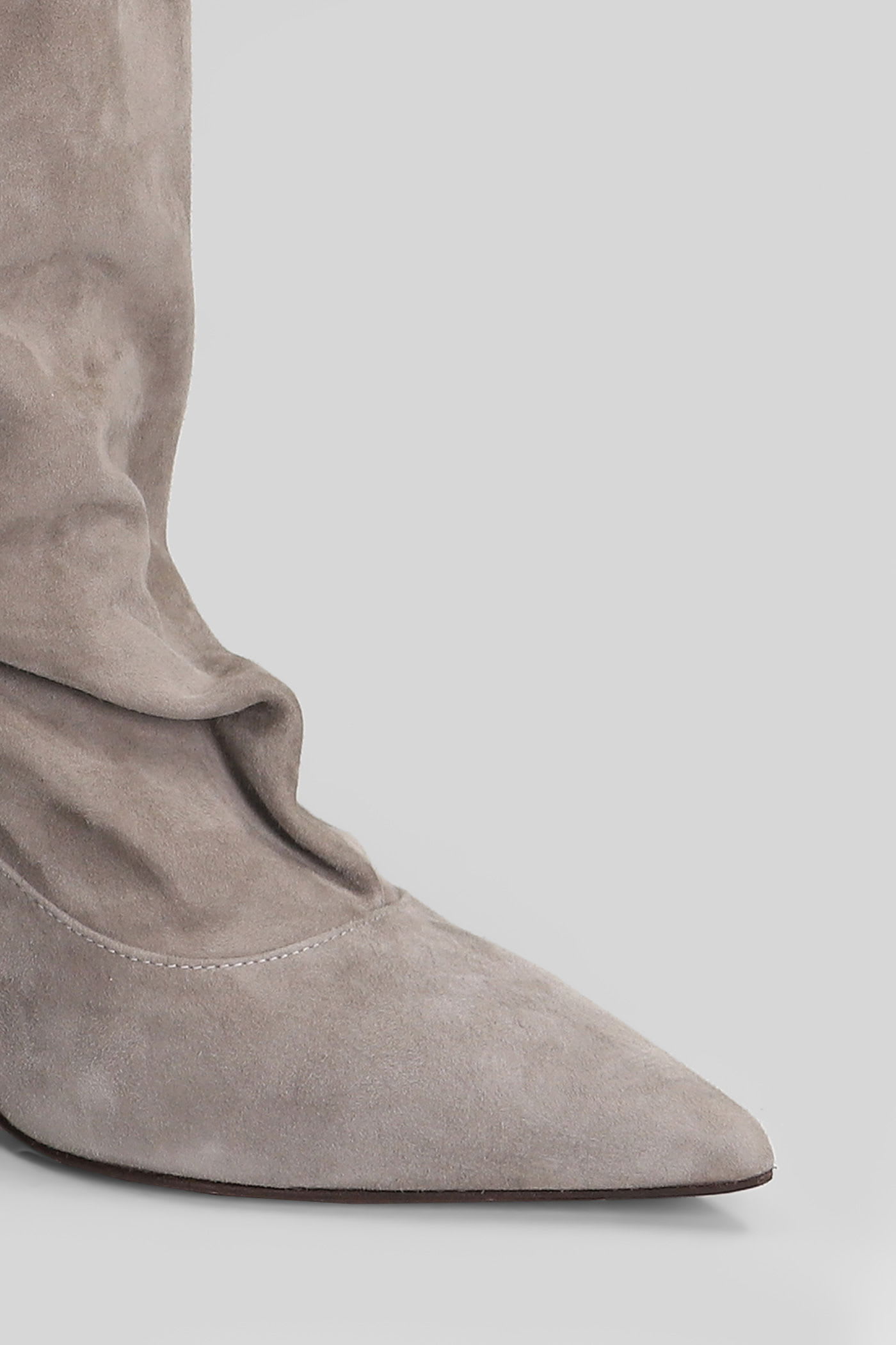The Seller High Heels Boots In Grey Suede In Gray