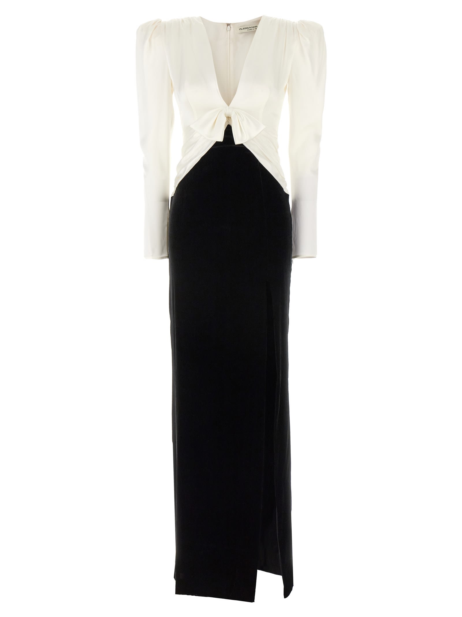 Shop Alessandra Rich Long Bow Dress In White/black