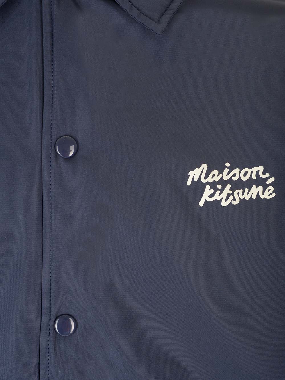 Shop Maison Kitsuné Coach Nylon Jacket In Ink Blue