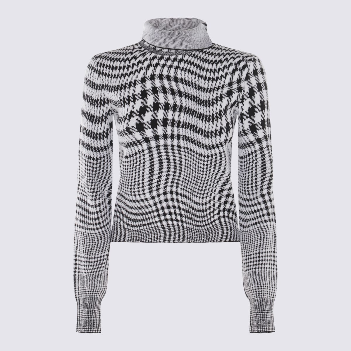 Shop Burberry Black And White Wool Blend Pied-de-poule Sweater In Monochrome Ip Pttn