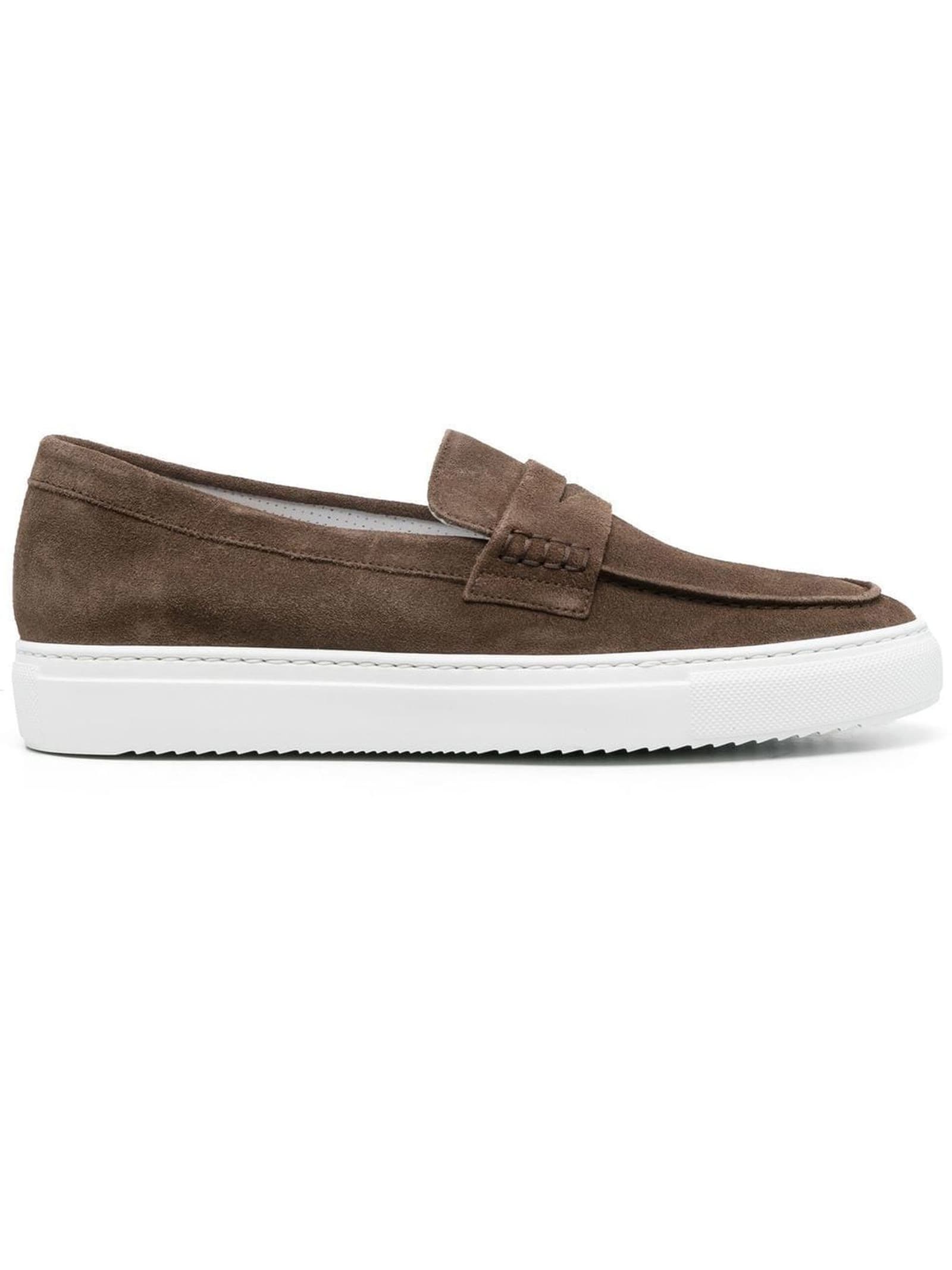 DOUCAL'S BROWN CALF SUEDE LOAFERS