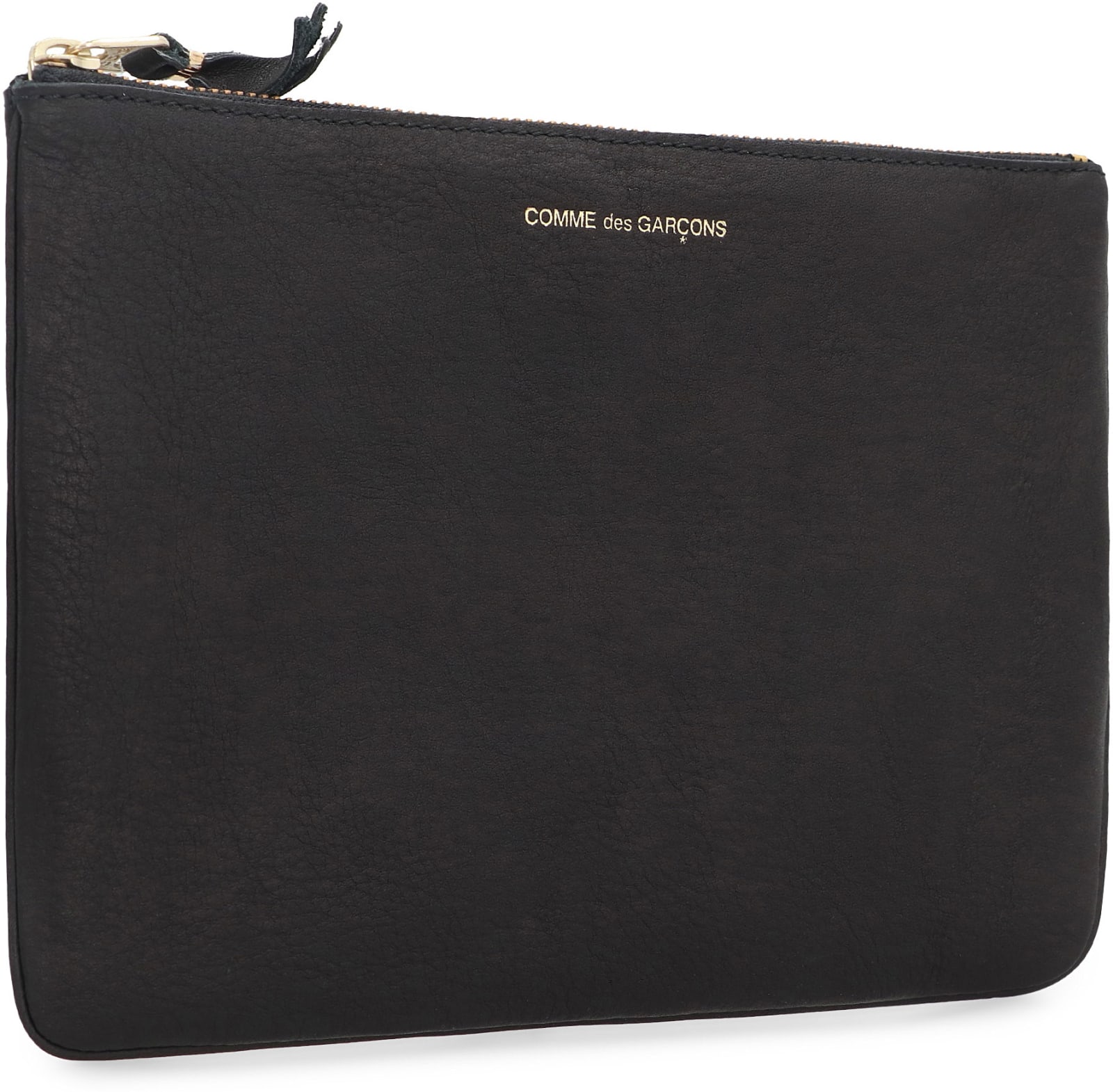 Comme Des Garçons Leather Flat Pouch In Black