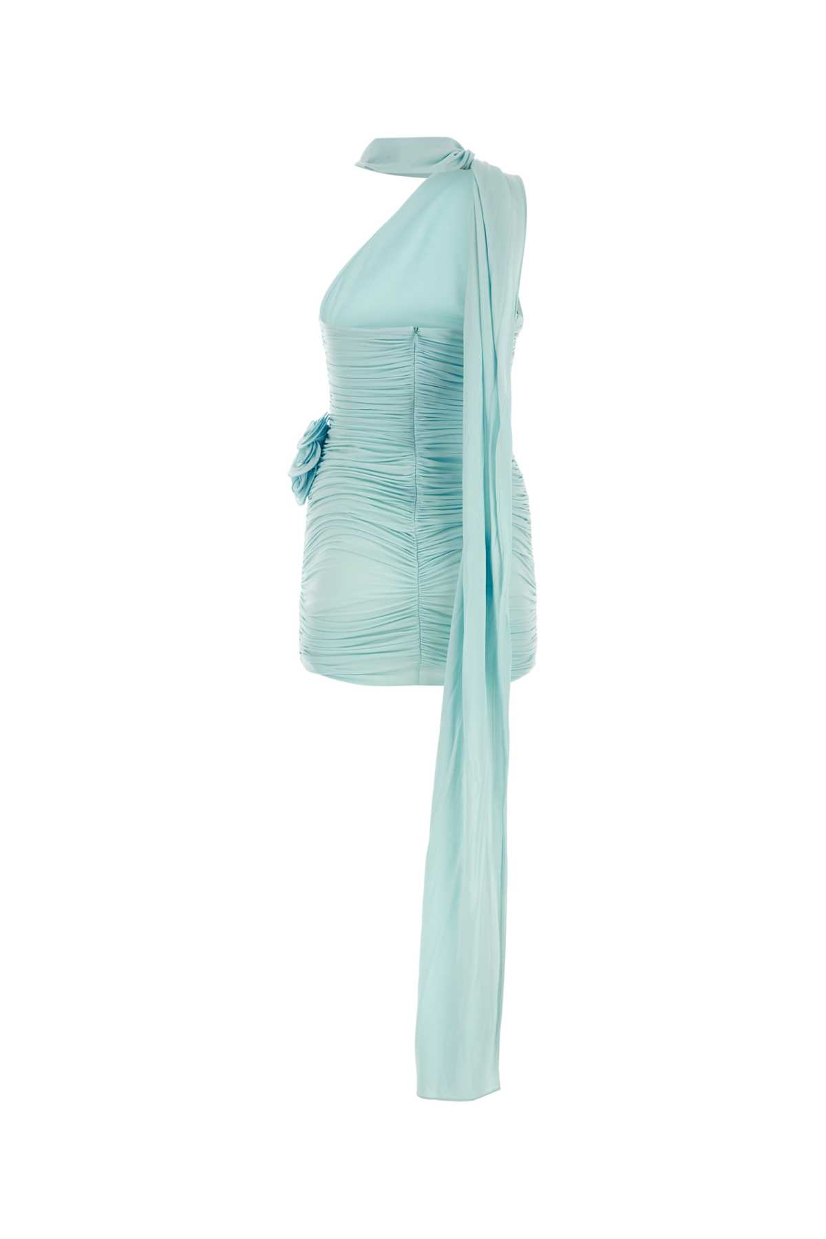 Shop Magda Butrym Light Blue Stretch Cupro Mini Dress