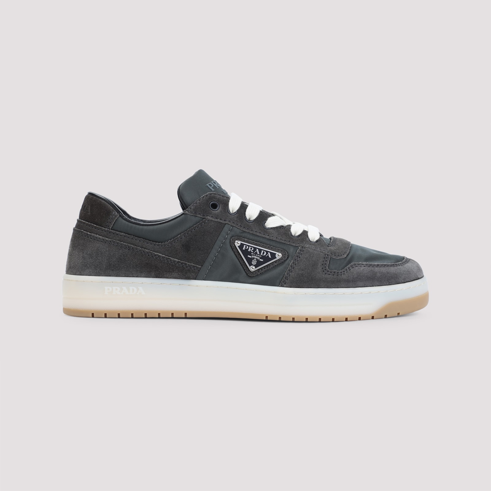 Prada Sneakers Downtown In Re-nylon And Gray Suede Men In Gray