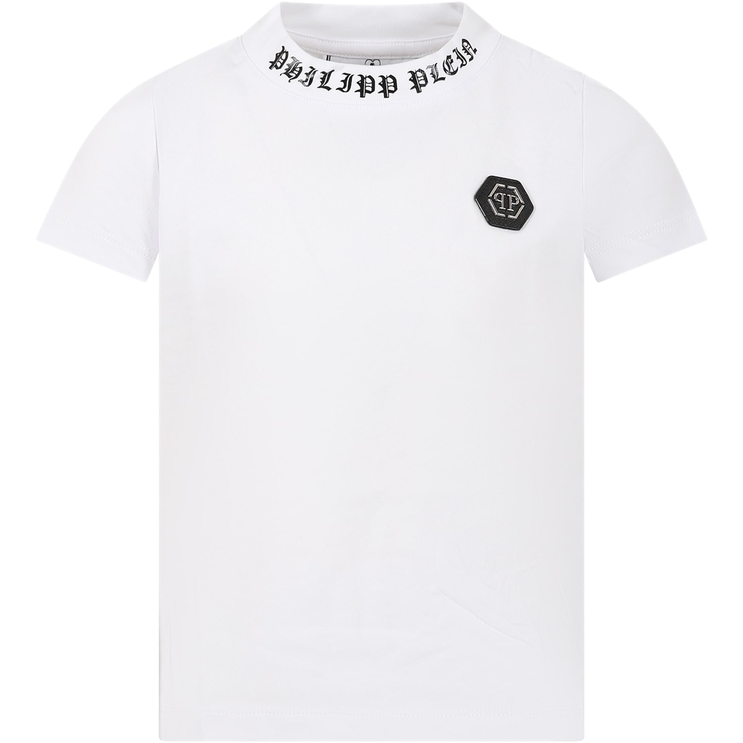 Philipp Plein Kids' White T-shirt For Boy With Skull Logo