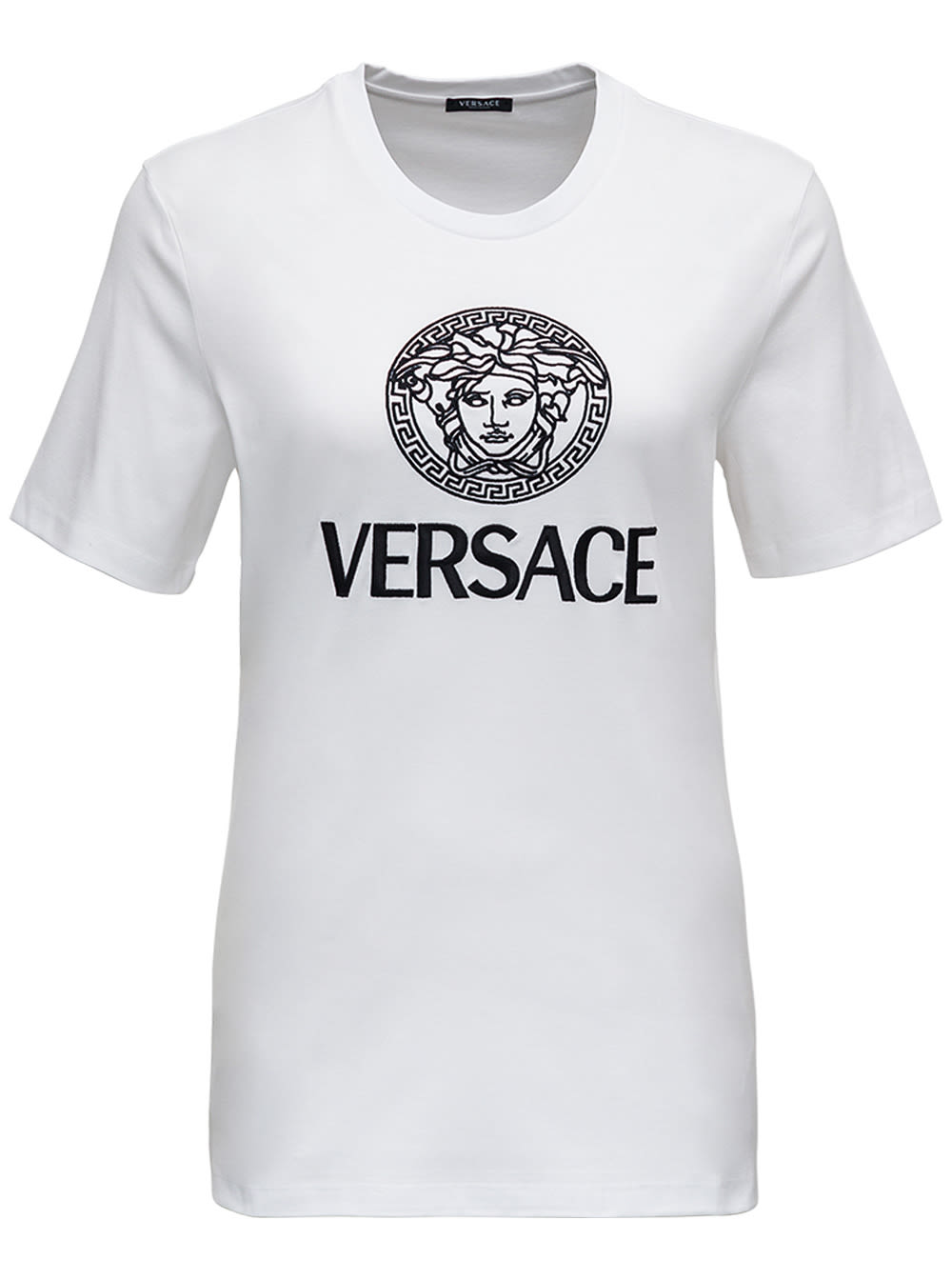 Versace White Cotton T-shirt With Embossed Logo
