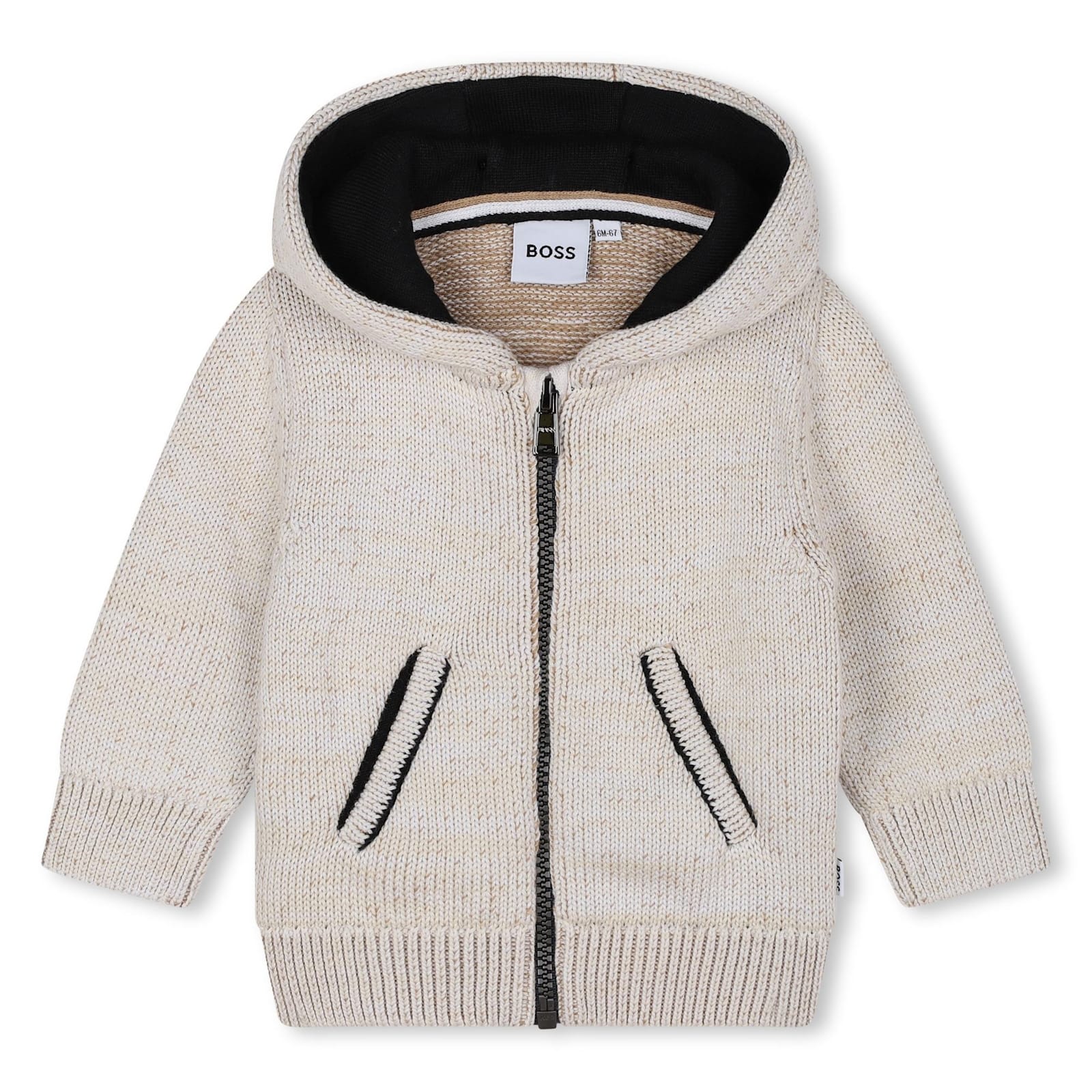 Shop Hugo Boss Cardigan Con Logo In Beige