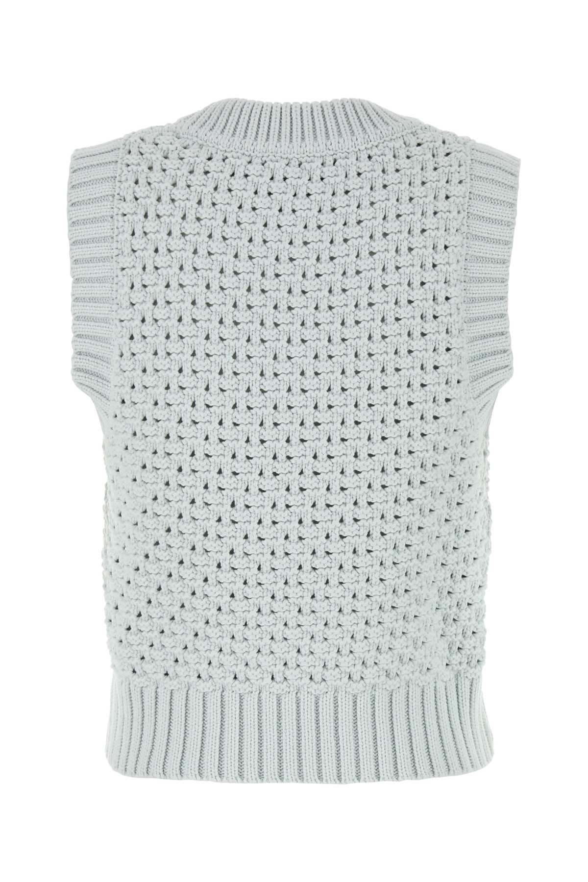Ganni Textured Organic Cotton Blend Sweater Vest In Illusionblue